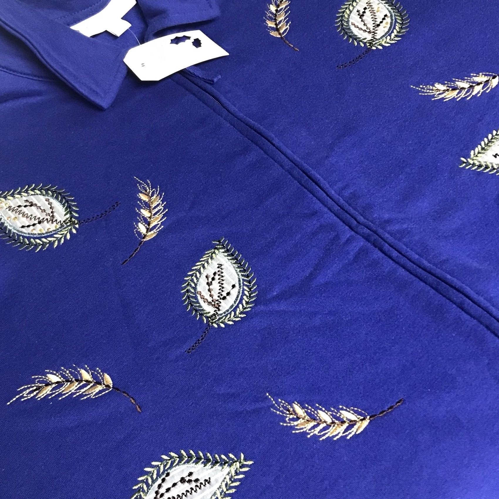 Vintage VINTAGE Breckinridge Women Royal Blue Fall Leaf Embroidered Holiday Zip Sweatshirt 2XL Size XXL / US 16-18 / IT 52-54 - 3 Thumbnail