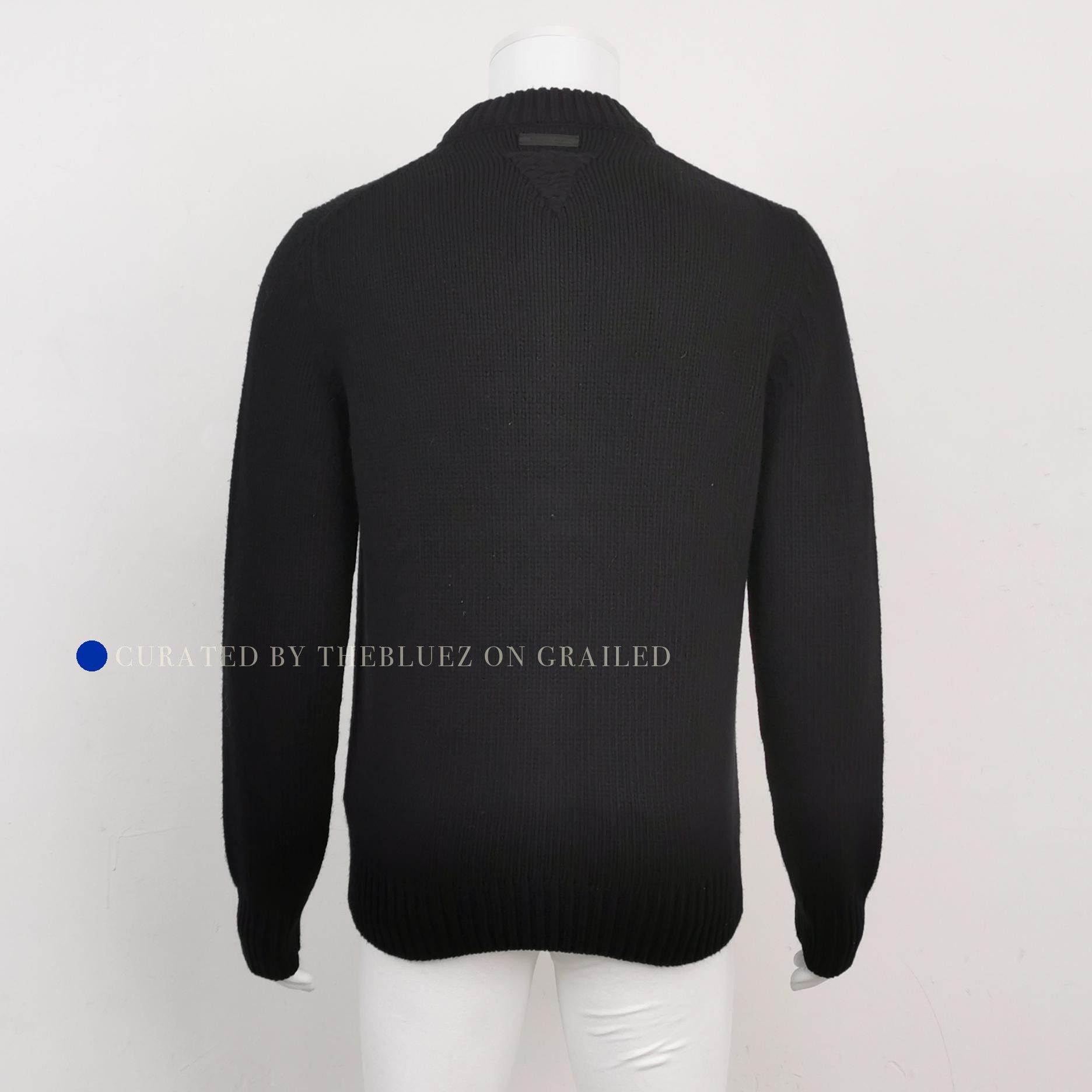 Prada Cozy Black Logo Cashmere Blend Sweater Size US L / EU 52-54 / 3 - 1 Thumbnail