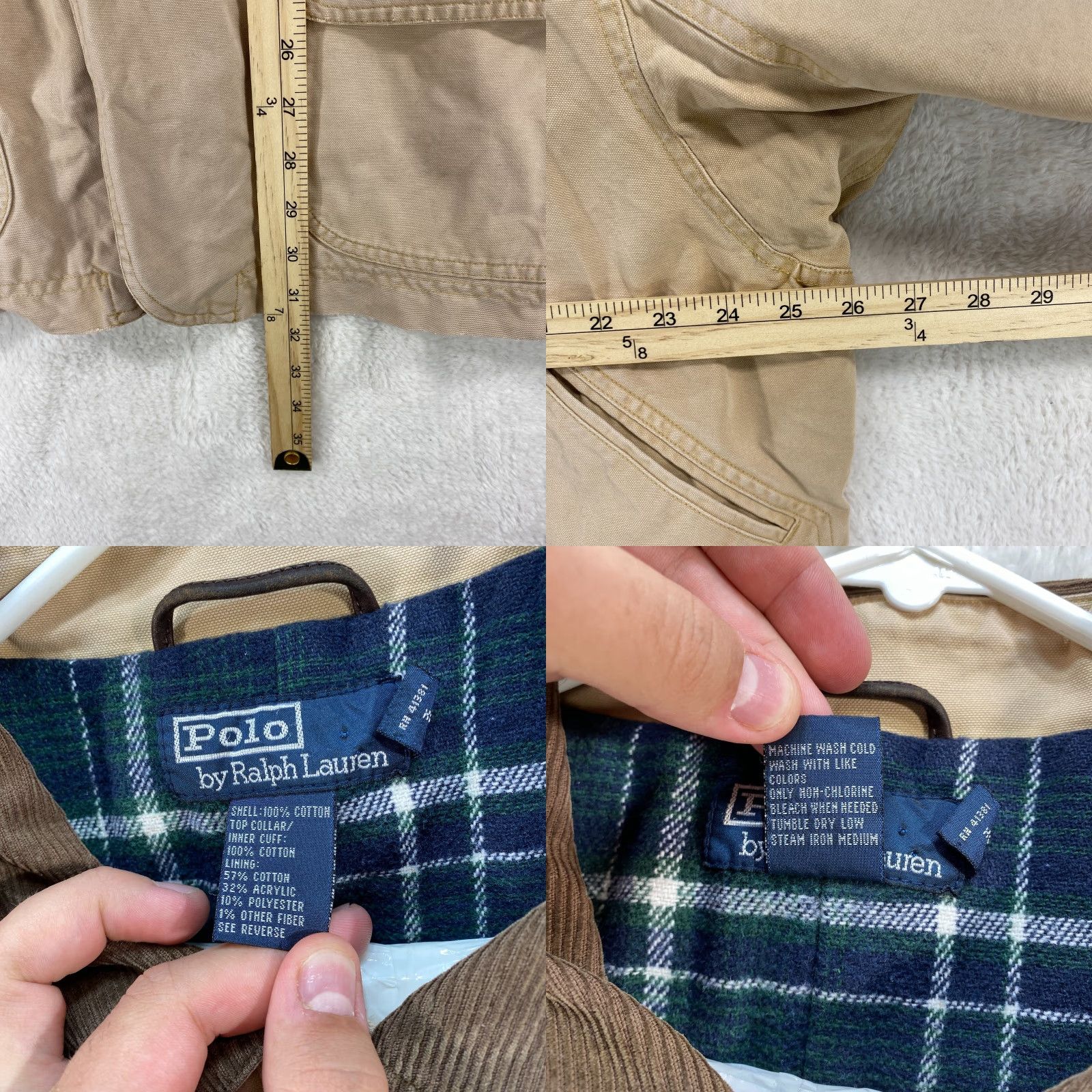 Polo Ralph Lauren VINTAGE Polo Ralph Lauren Jacket Chore Coat Canvas Tan XL Mens 90s - Corduroy Collar - Pockets - Lined - Canvas Cotton - Brown Tan - Vintage VTG 90s Size US XL / EU 56 / 4 - 8 Thumbnail