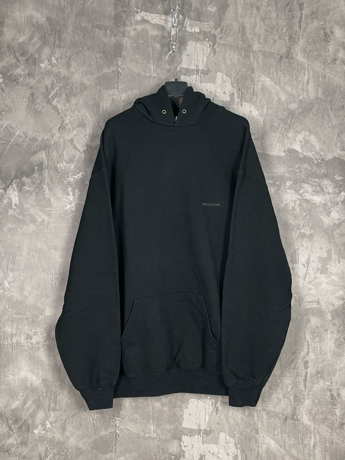 Japanese Brand × Vintage Vintage 90s Fruit Of The Loom Blank Black Hoodie Size US XL / EU 56 / 4 - 1 Thumbnail