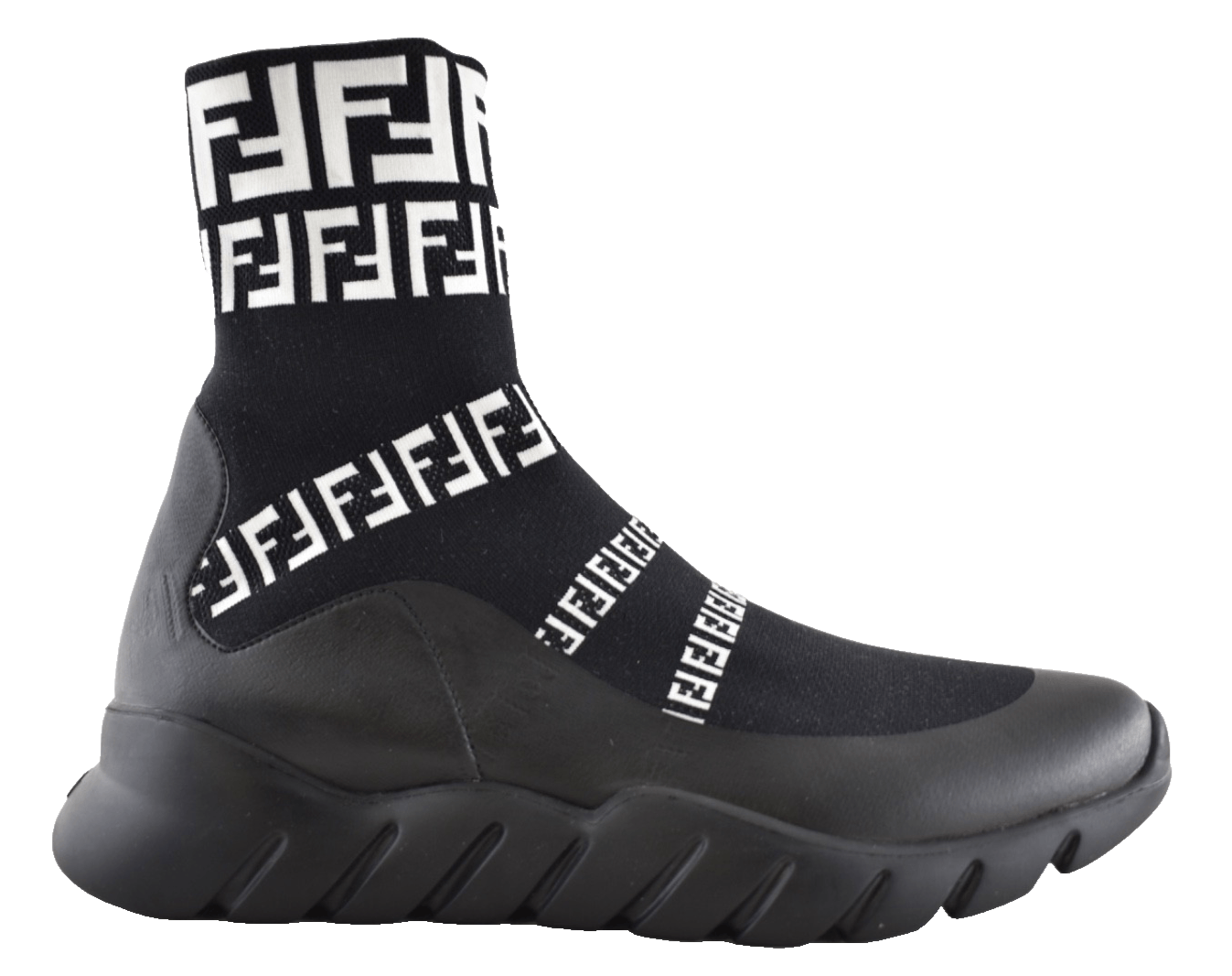 Fendi White FF Logo Knit Sock Trainer Sneaker UK 9 US 10