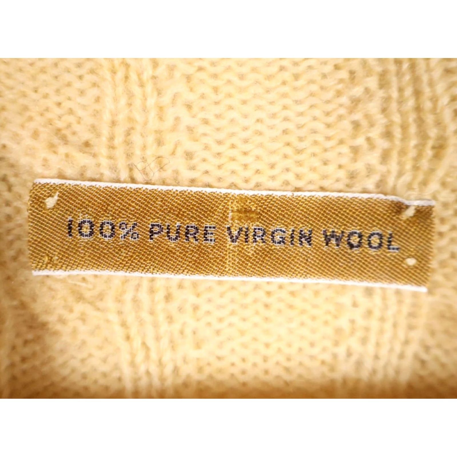 Vintage VINTAGE Unbranded Sweater Mens Large Yellow Virgin Wool Cable Knit Lightweight Crew Neck Pullover 80s Size US L / EU 52-54 / 3 - 3 Thumbnail