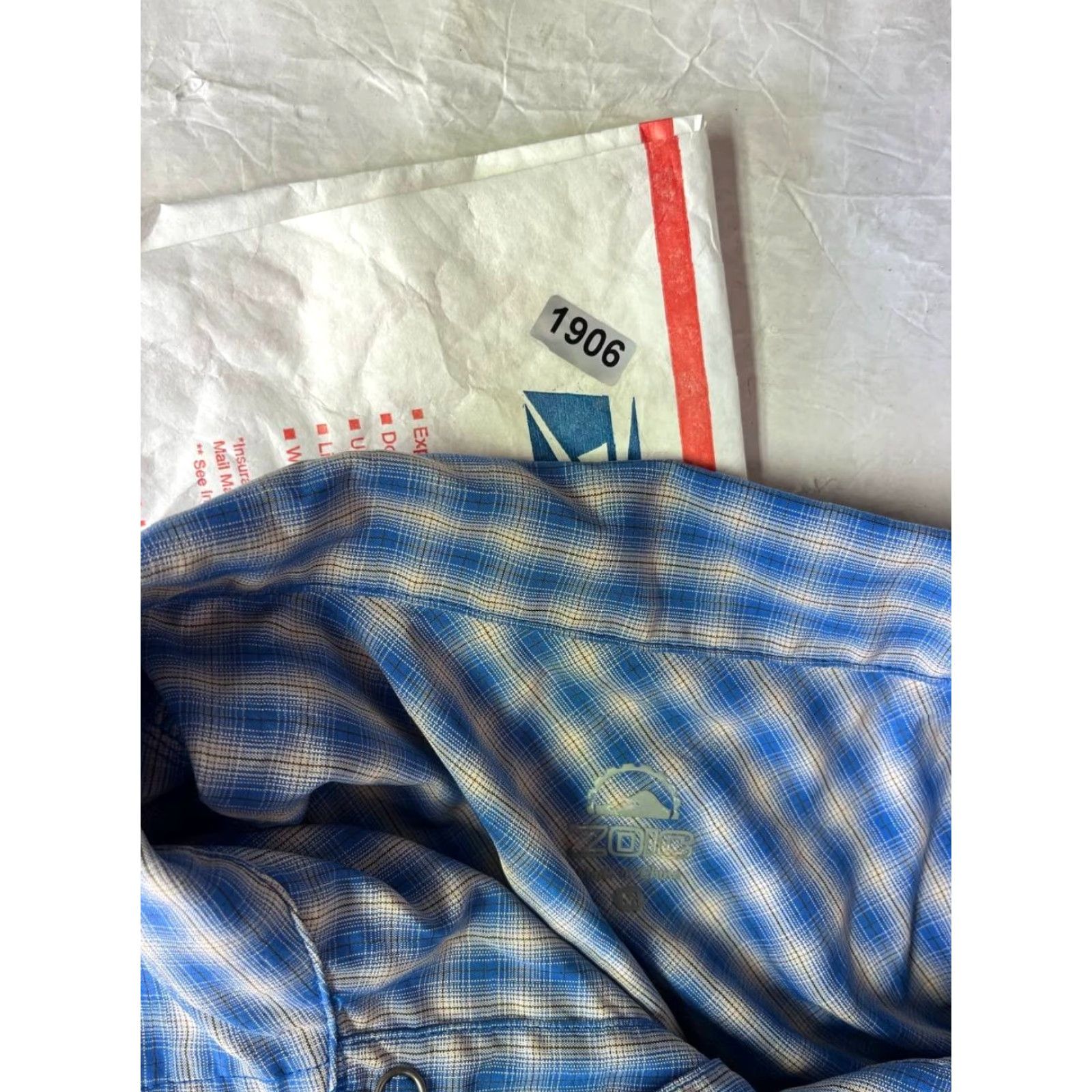 Vintage ZOIC Shirt Mens M Blue Plaid Short Sleeve Button Up Performance Back Pocket Bike Size US M / EU 48-50 / 2 - 8 Thumbnail