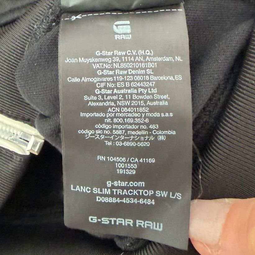 G Raw Black Track Jacket Full Zip Sz S