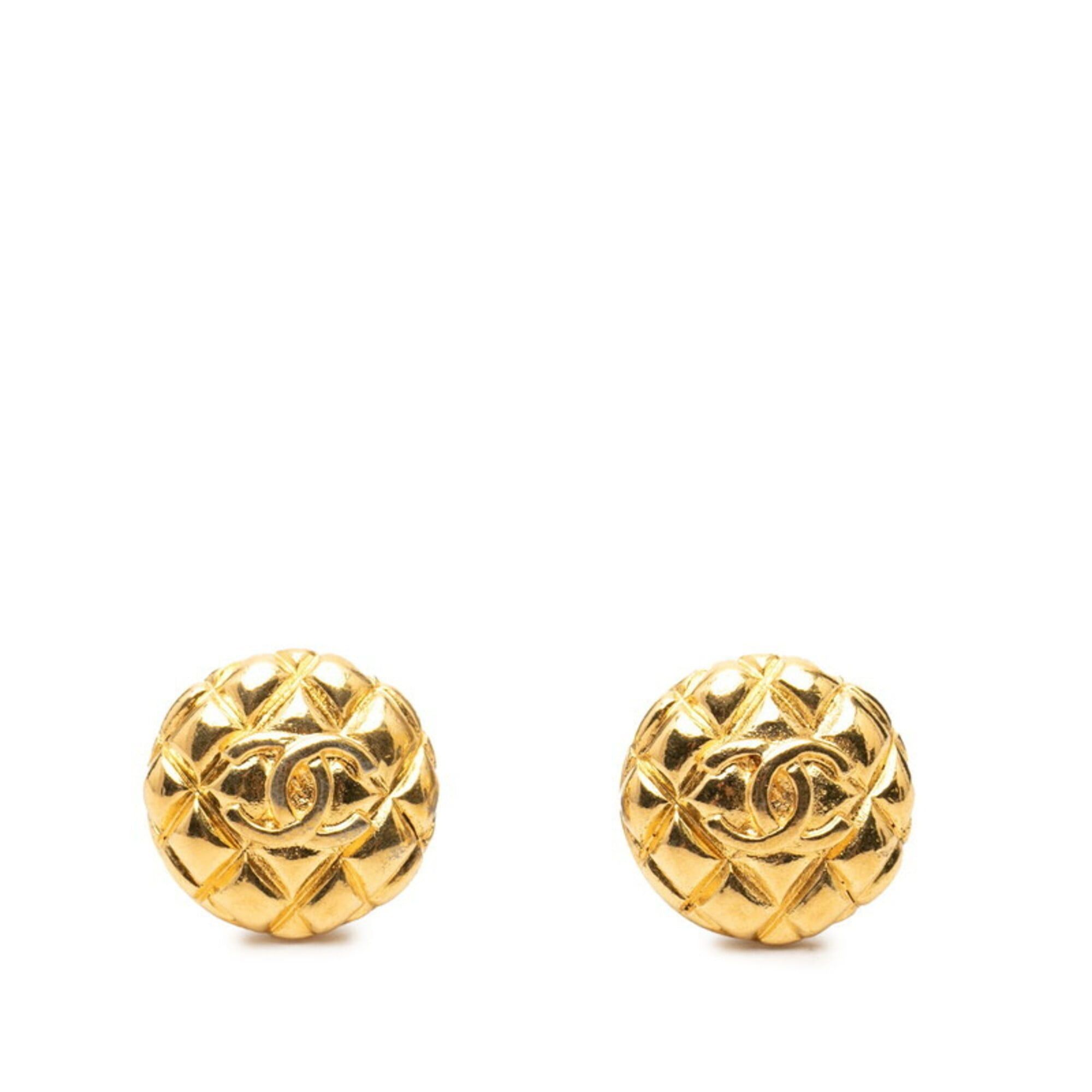 Chanel Chanel Coco Mark Matelassé Round Earrings, 25 Stamp, Vintage Gold Plated, Women's CHANEL Size ONE SIZE - 1 Thumbnail