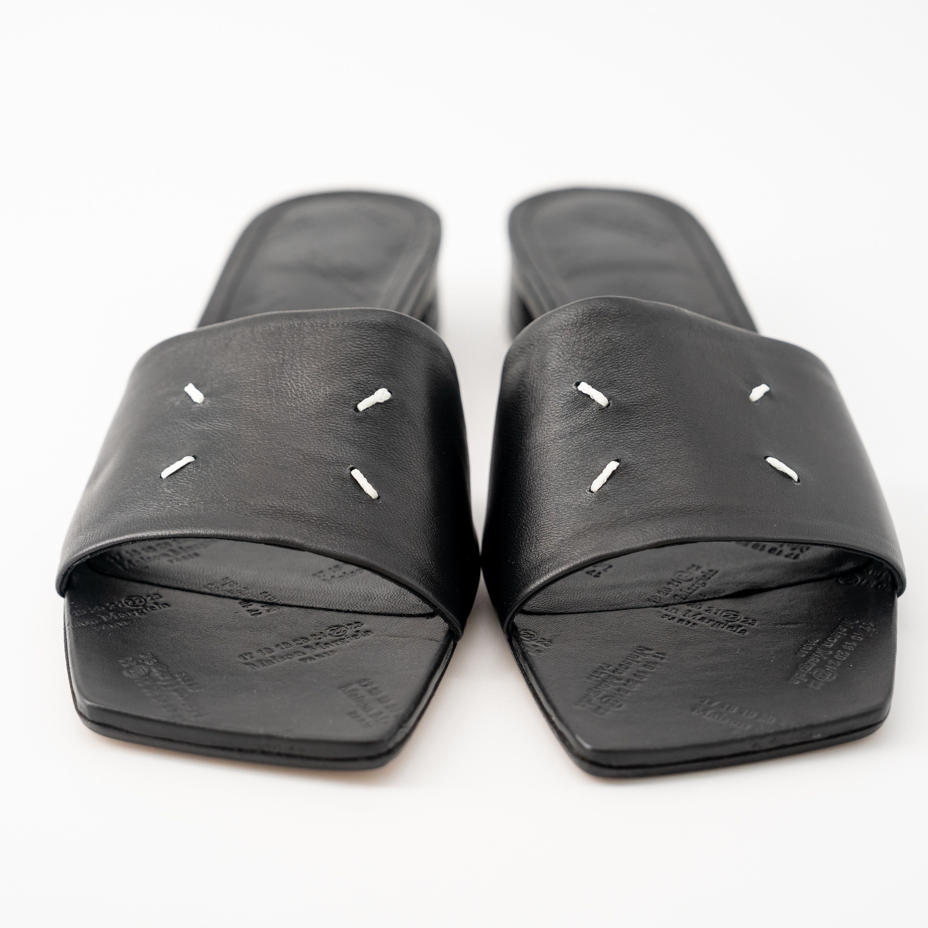Gucci 41 11US - Maison Margiela Sandals Slip-on Black Leather Size US 11 / IT 41 - 2 Thumbnail