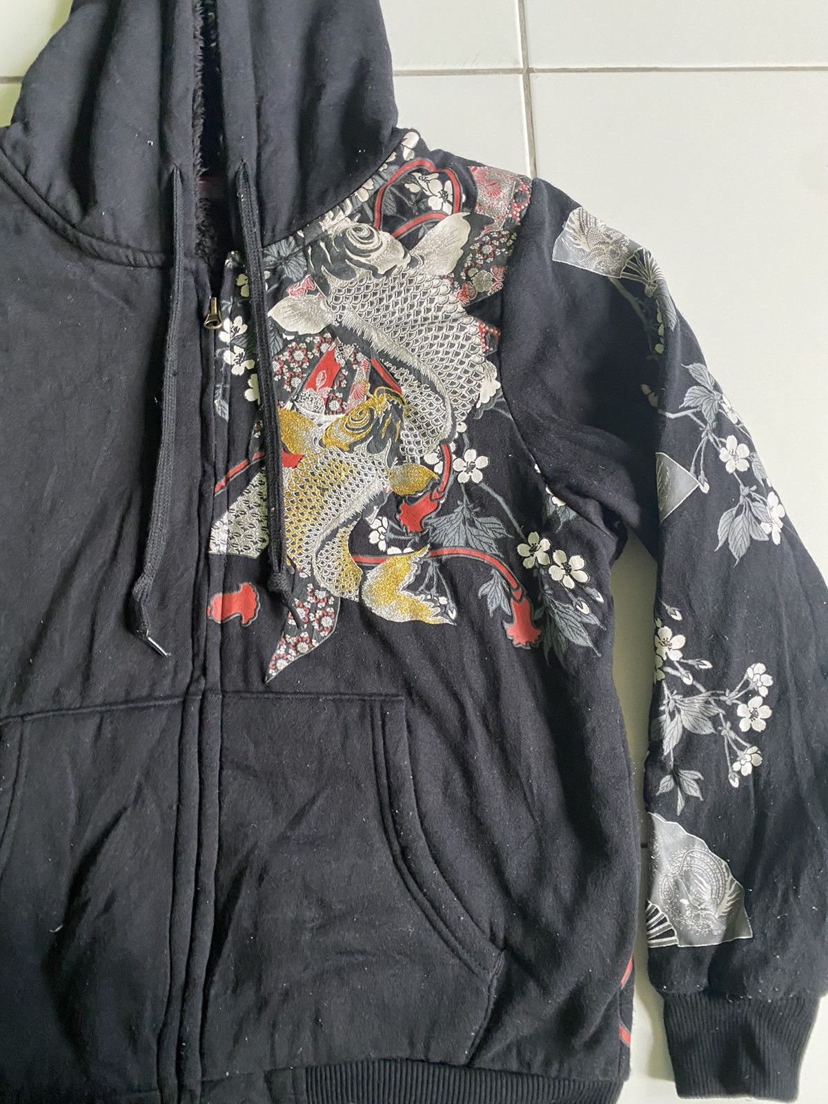 Japanese Brand Souvenir Sukajan Sherpa Zip up Black hoodie sweaters Size US M / EU 48-50 / 2 - 6 Thumbnail