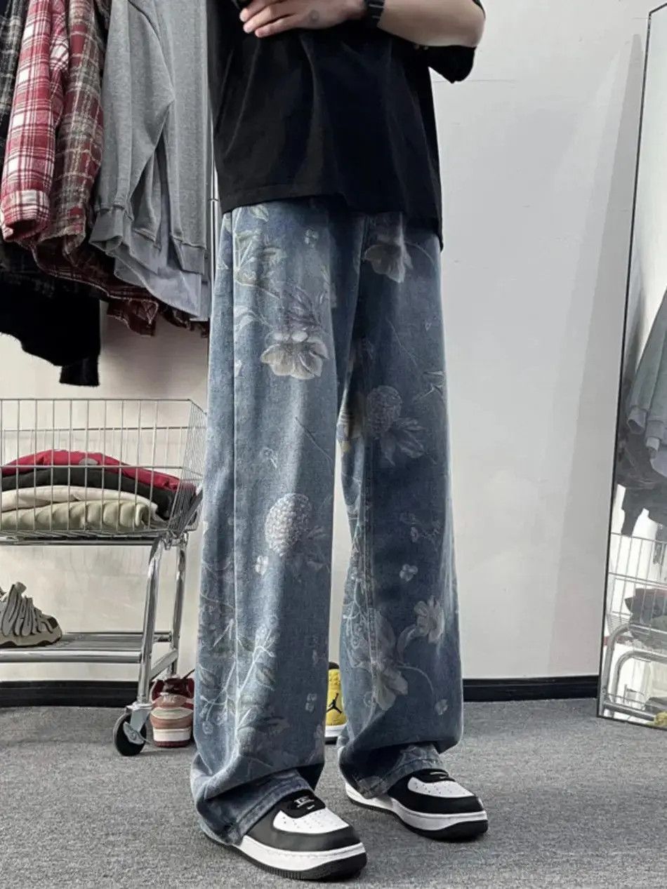 Japanese Brand Hip hop straight leg wide leg printed jeans Size US 32 / EU 48 - 2 Thumbnail