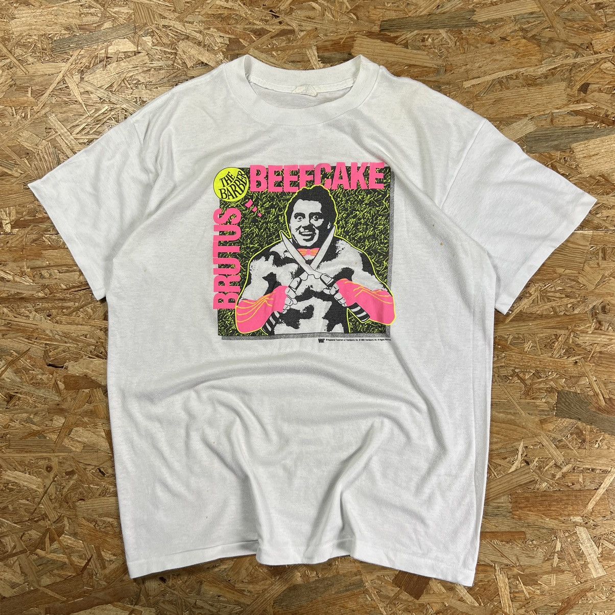 Vintage × WWE × WWF WWF BRUTUS THE BARBER BEEFCAKE 1989 T-SHIRT SINGLE STICH Size US XL / EU 56 / 4 - 11 Thumbnail