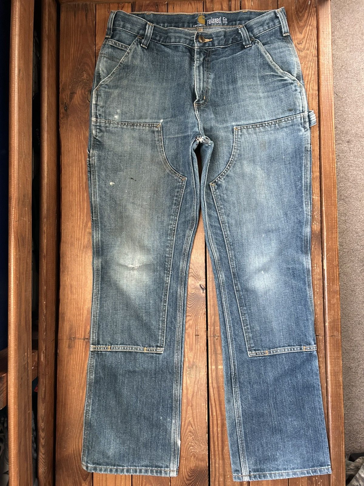 Carhartt × Vintage Vintage Carhartt Double Knee Blue Denim Jeans Size US 32 / EU 48 - 1 Thumbnail