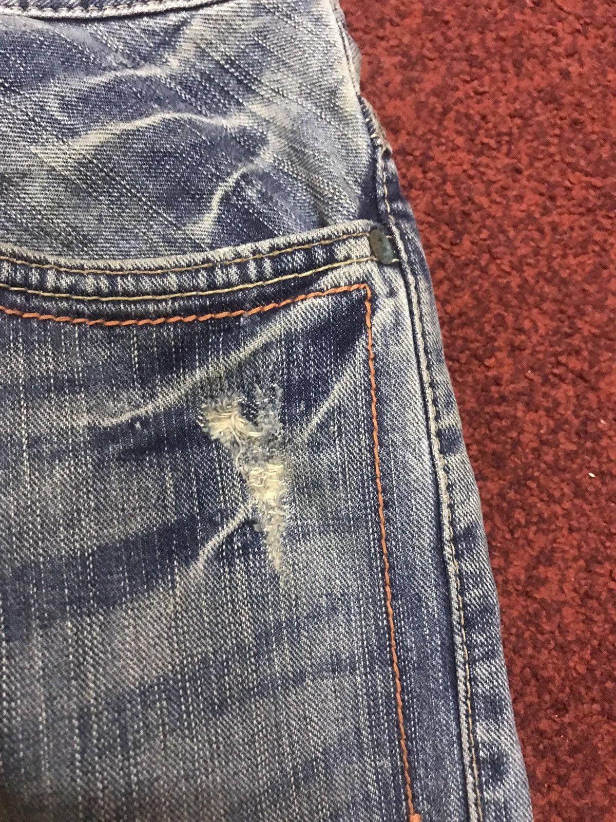 Edwin Flare EDWIN XVS Cinch Back Distressed Denim Size US 31 - 9 Thumbnail