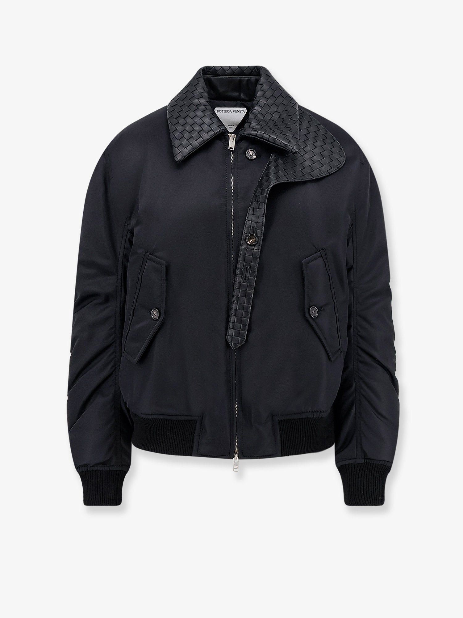 Bottega Veneta Nylon Jacket With Intrecciato Leather Collar Size S / US 4 / IT 40 - 1 Thumbnail