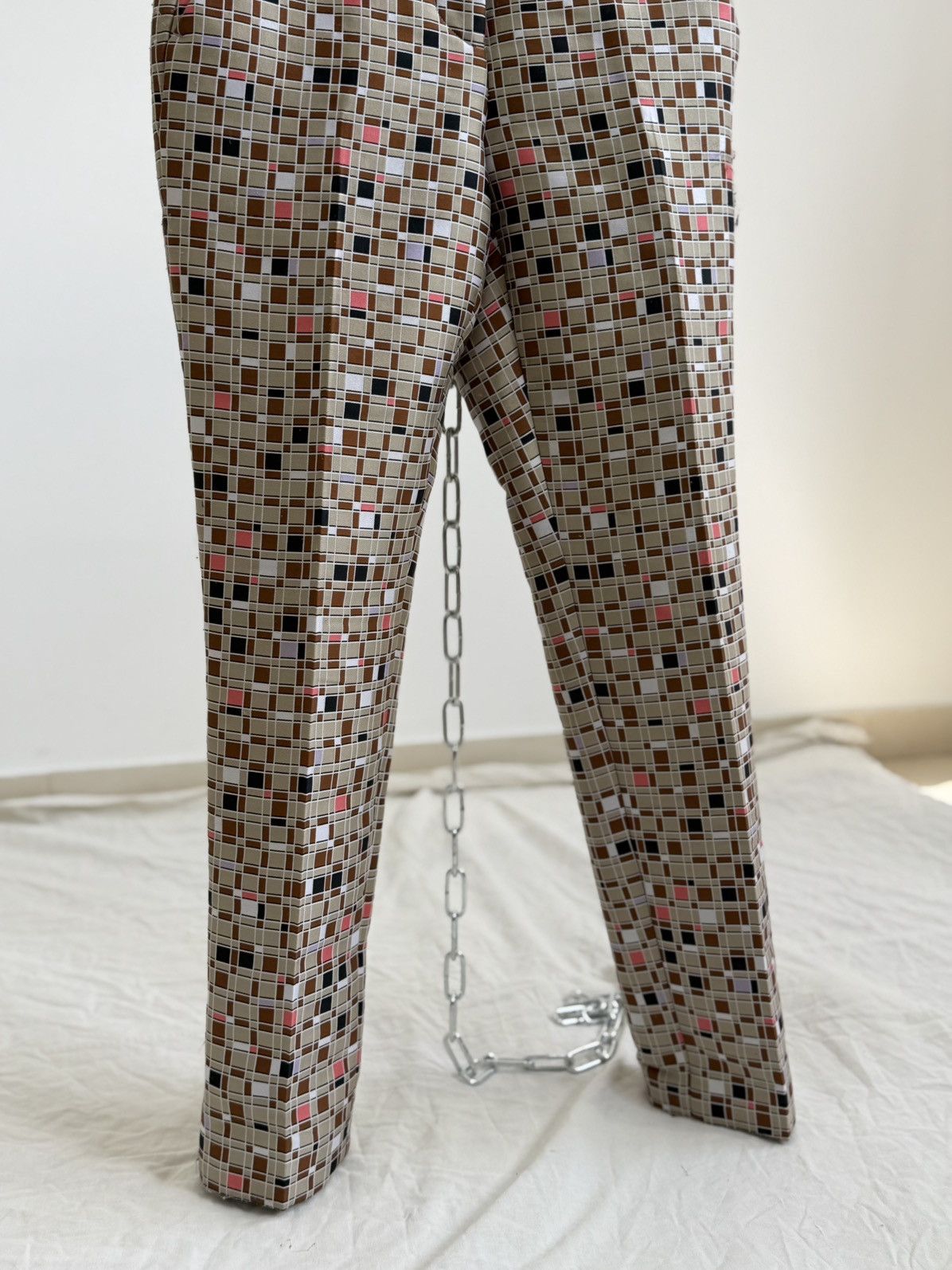 Fendi FENDI Italy Women's Geometric Pixel Grid Trousers Pants Silk Size 26" / US 2 / IT 38 - 4 Thumbnail