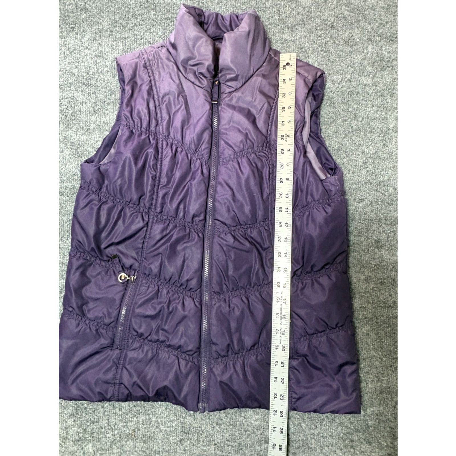Vintage Tribal Vest Jacket Womens Small Purple Sleeveless Full Zip Puffer Jacket Full Zip Zipped Pockets Outdoor Casual Travel Size S / US 4 / IT 40 - 2 Thumbnail