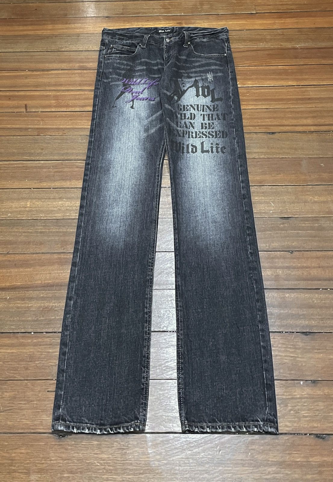 14th Addiction Rare Design Vintage Brand Wild Life Naked Girl Jeans 1990s Size US 35 - 1 Thumbnail