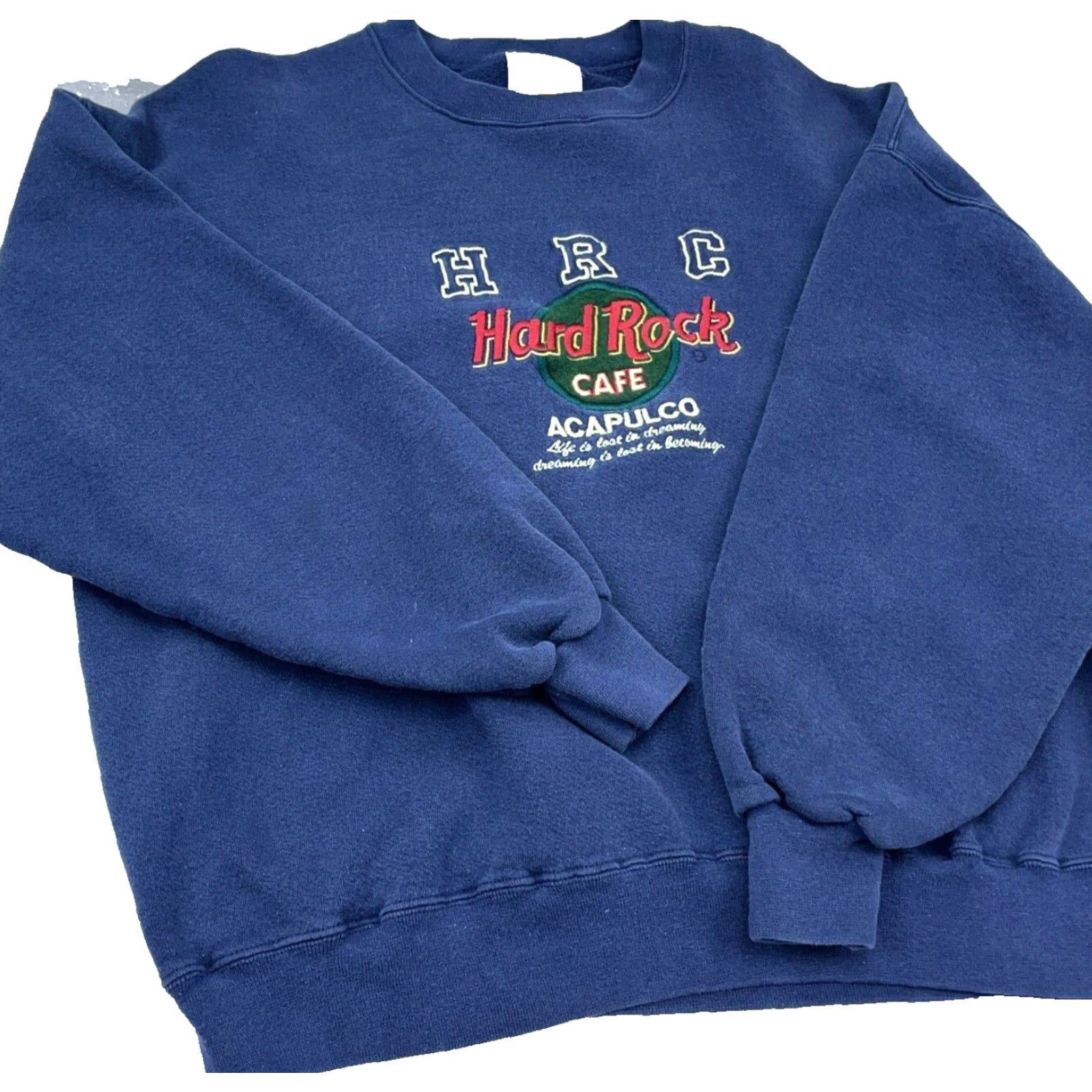 Hard Rock Cafe VINTAGE Hard Rock Cafe Sweatshirt Men L Blue Crew Neck 90s Y2K Faded Embroidered Logo Graphic Print Sweatshirt Mens Size US L / EU 52-54 / 3 - 4 Thumbnail