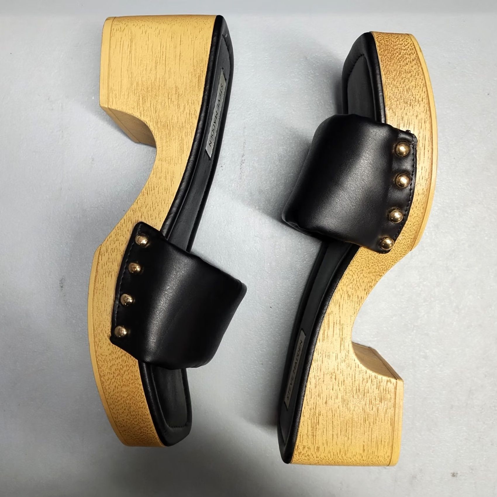 Steve Madden Steve Madden Chana Woody Platform Slide Sandals Womens US 9 Black & Brown Open Toe - Size 9 Womens, Slide, Casual, Summer, 2-2.9in, Block Heel Size US 9 / IT 39 - 2 Thumbnail