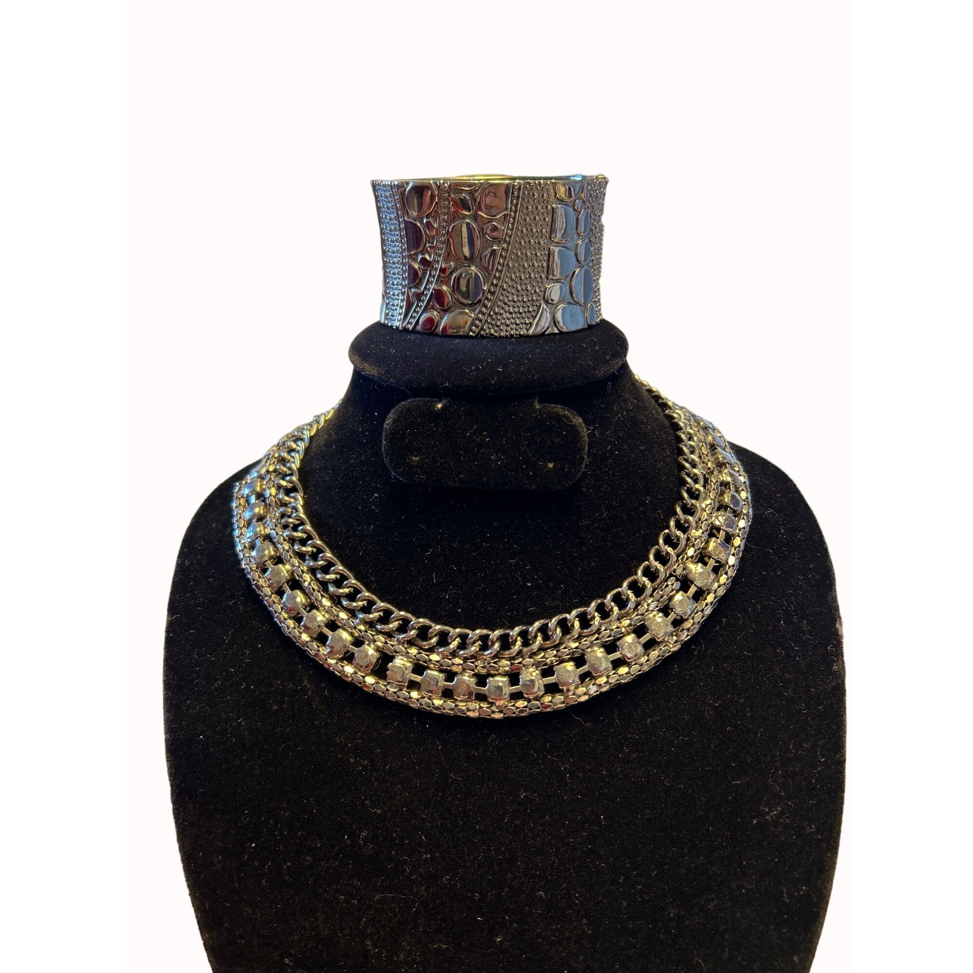 Other Gunmetal gray thick choker necklace & Bangle Braclet SKU 00 Size ONE SIZE - 6 Thumbnail