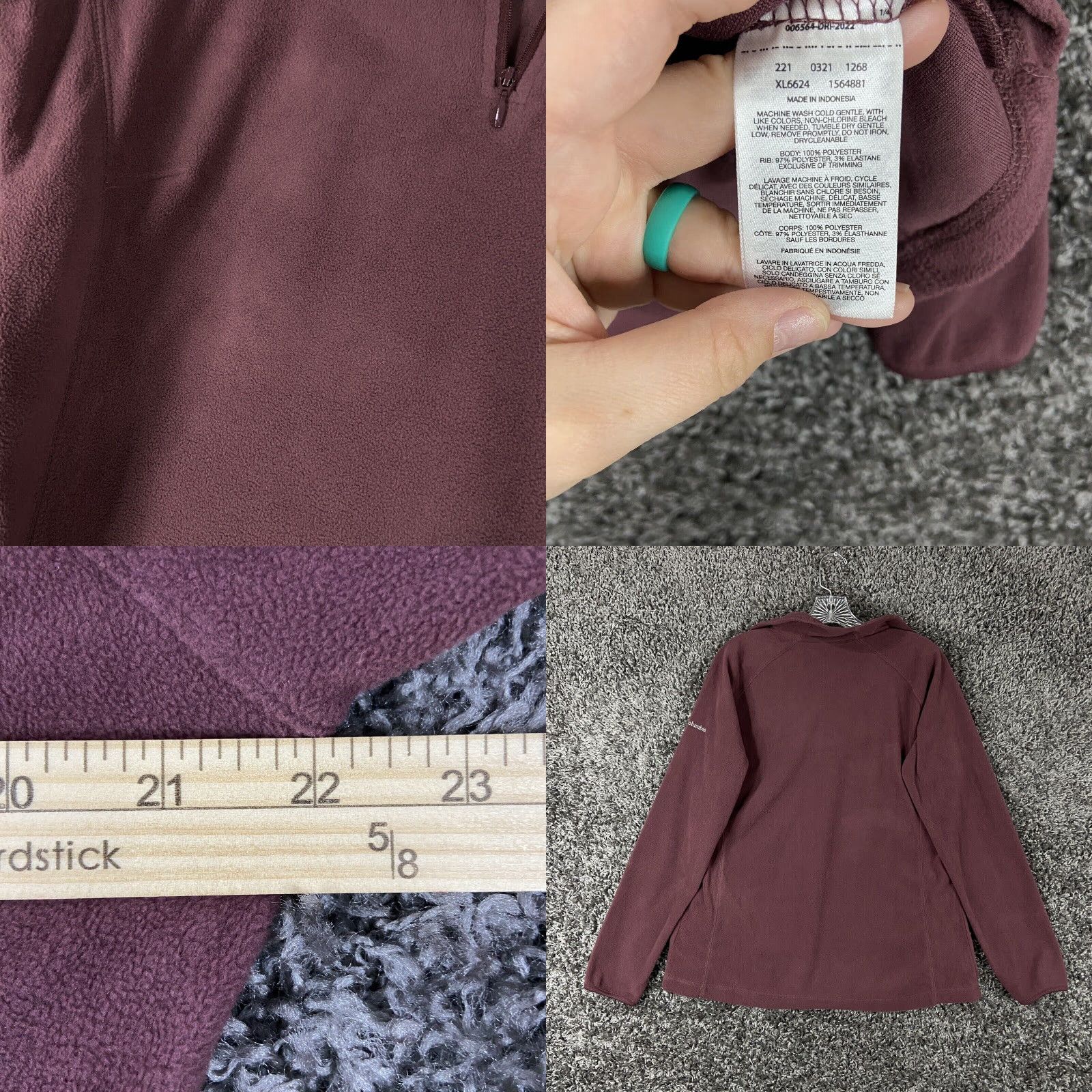 Vintage Columbia Pullover Jacket Fleece Women XL Maroon Long Sleeve Jacket Women XL Red Basic Jacket Mens? Size XL / US 12-14 / IT 48-50 - 8 Thumbnail