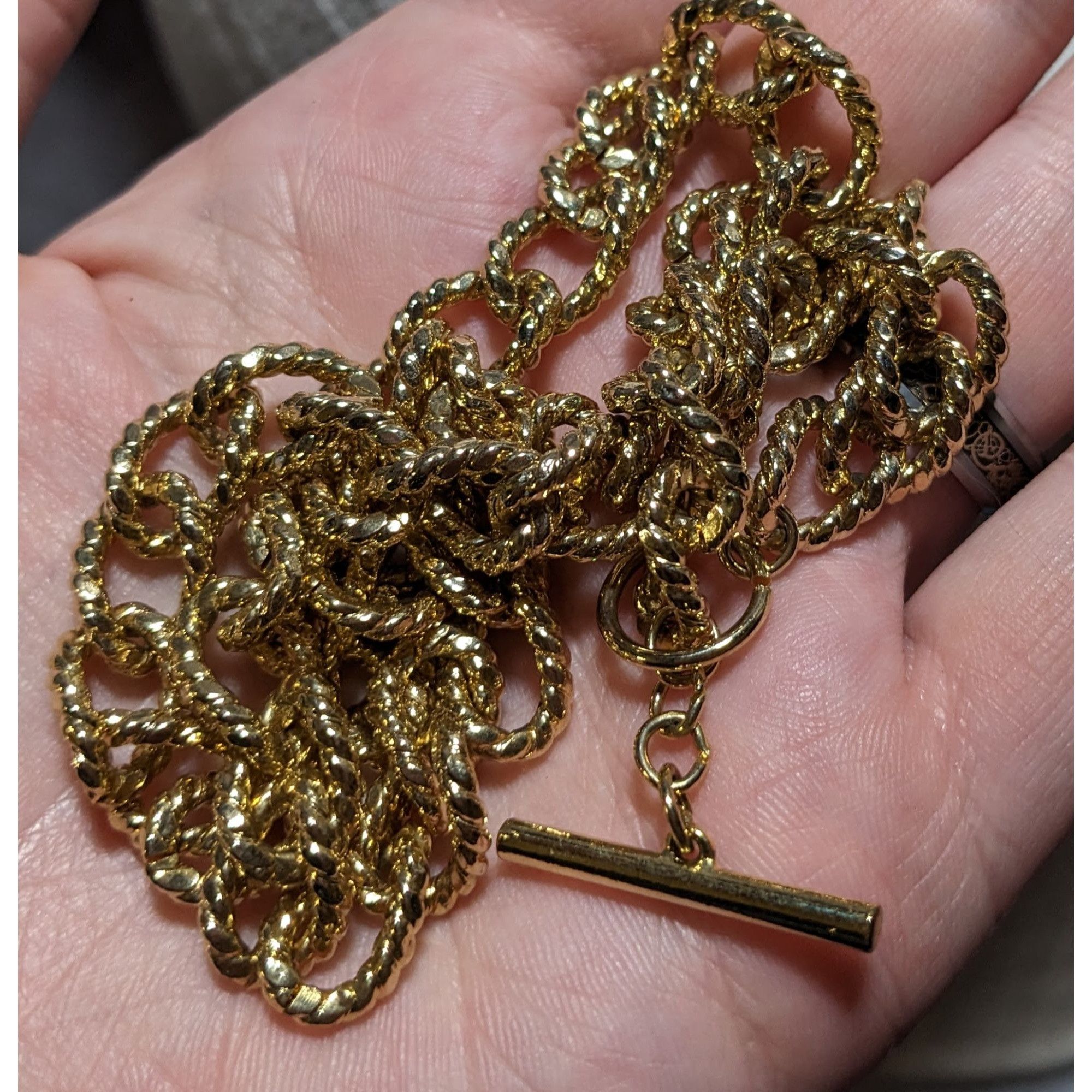 Other Bright Gold Textured Link Toggle Necklace Size ONE SIZE - 5 Thumbnail