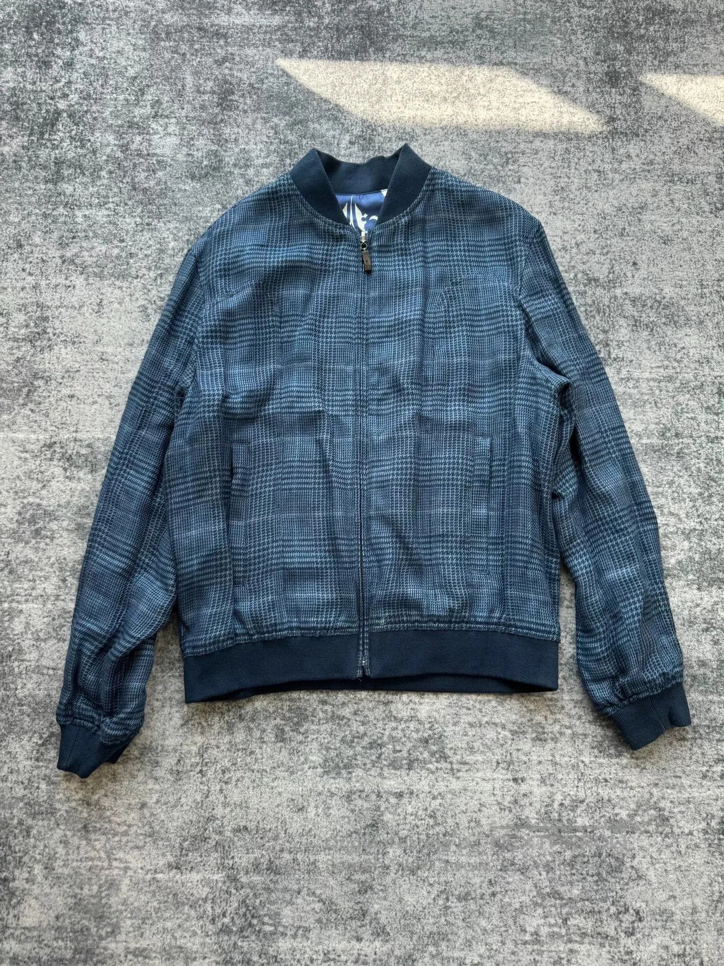 Etro reversible blue silk linen check jacket. Size US L / EU 52-54 / 3 - 3 Thumbnail