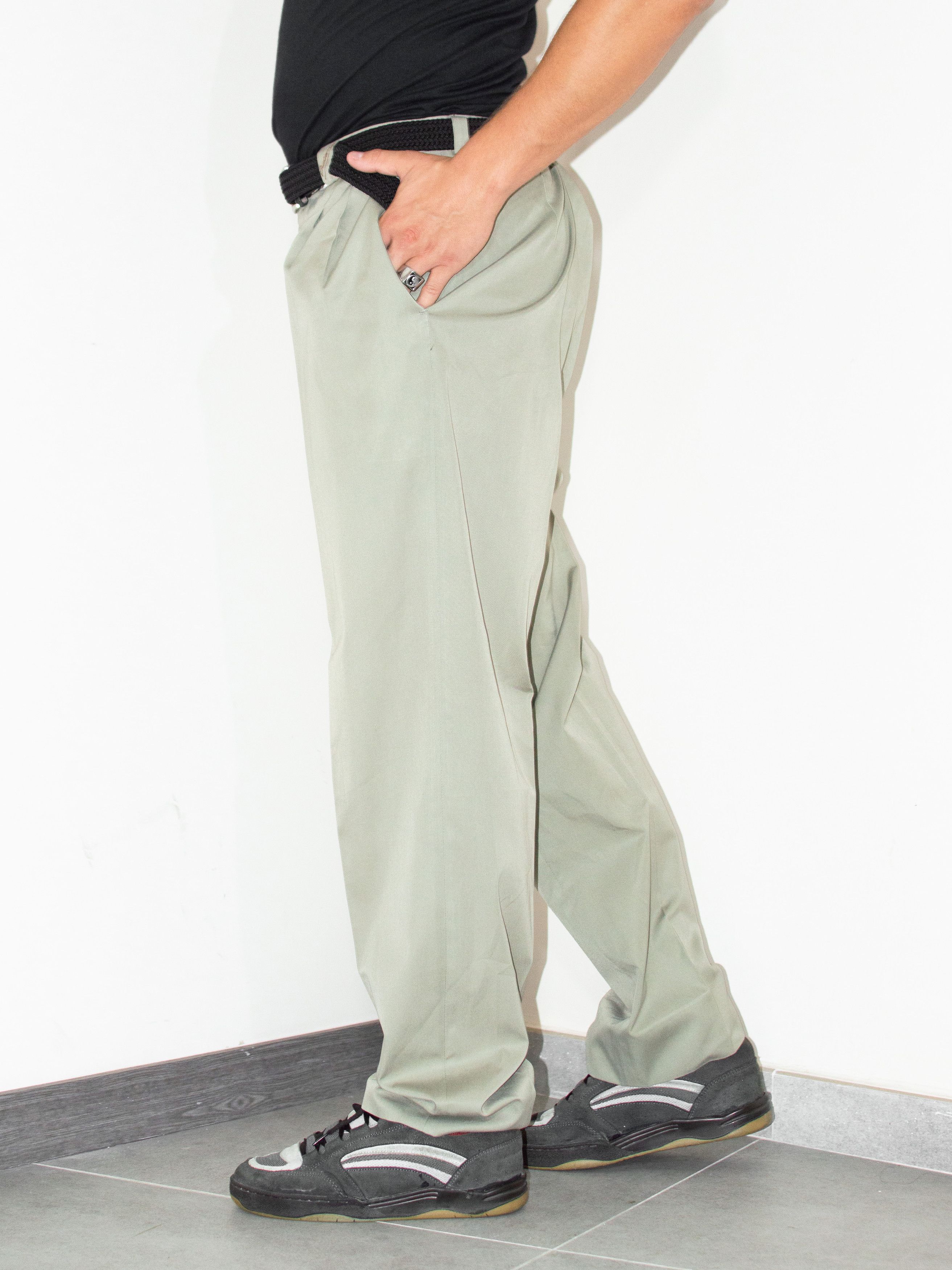 Designer × Vintage 90s Vintage Pleated Wide Relaxed Fit Chino Trousers Size US 36 / EU 52 - 3 Thumbnail