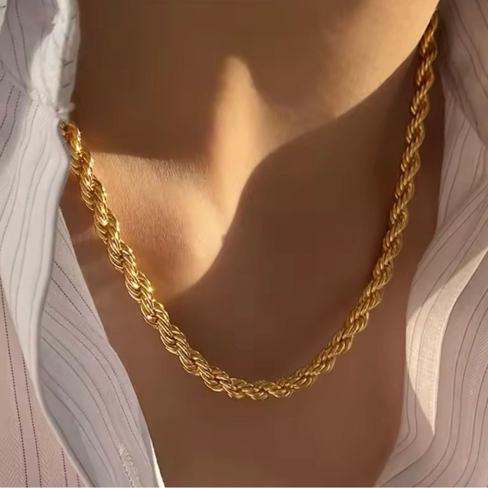 Other 5mm stainless steel Twisted rope Chain Necklaces Size ONE SIZE - 1 Thumbnail