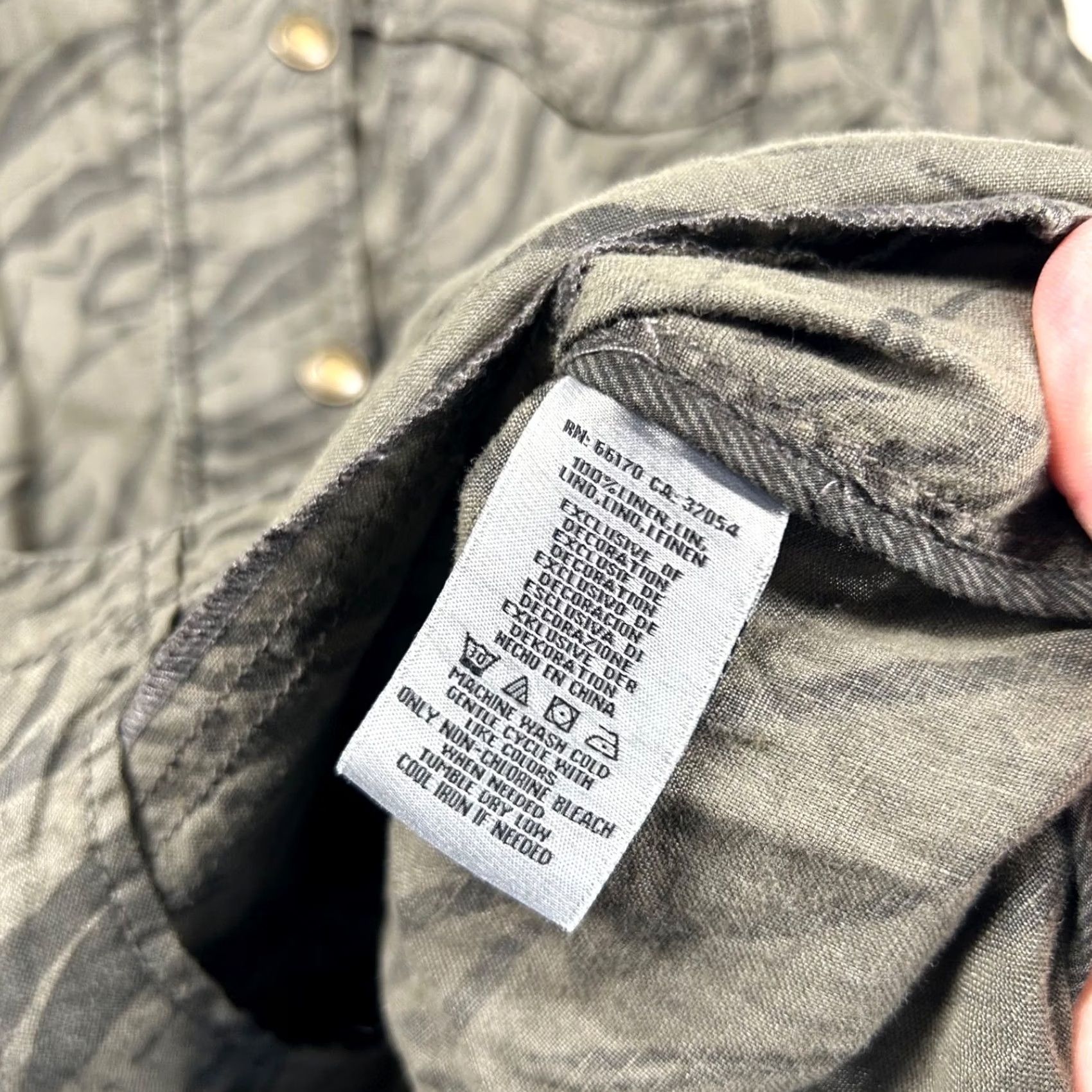 Vintage Marrakech Jacket Womens XL 100% Linen Tiger Stripe Full Zip Snap Military Jacket Army Bohemian Mens Womens Girls Boys Size XL / US 12-14 / IT 48-50 - 4 Thumbnail