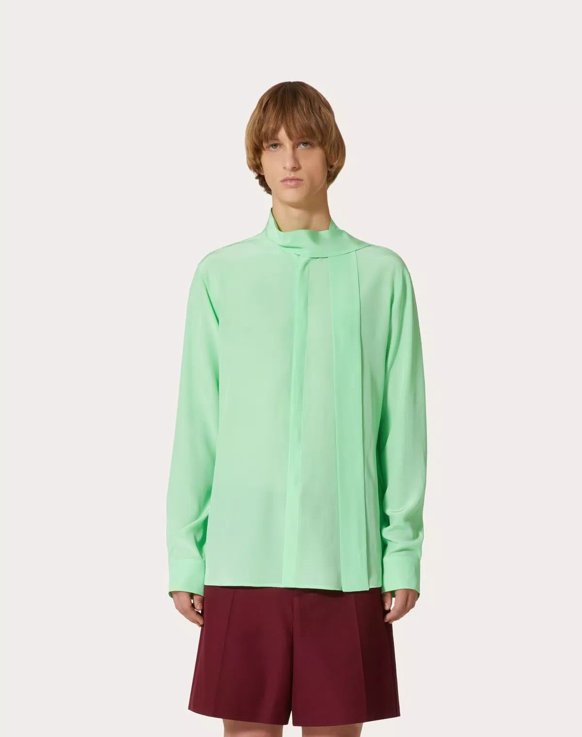 Valentino oc11z0625 Washed Silk Shirt in Light Mint Green Size US S / EU 44-46 / 1 - 4 Thumbnail