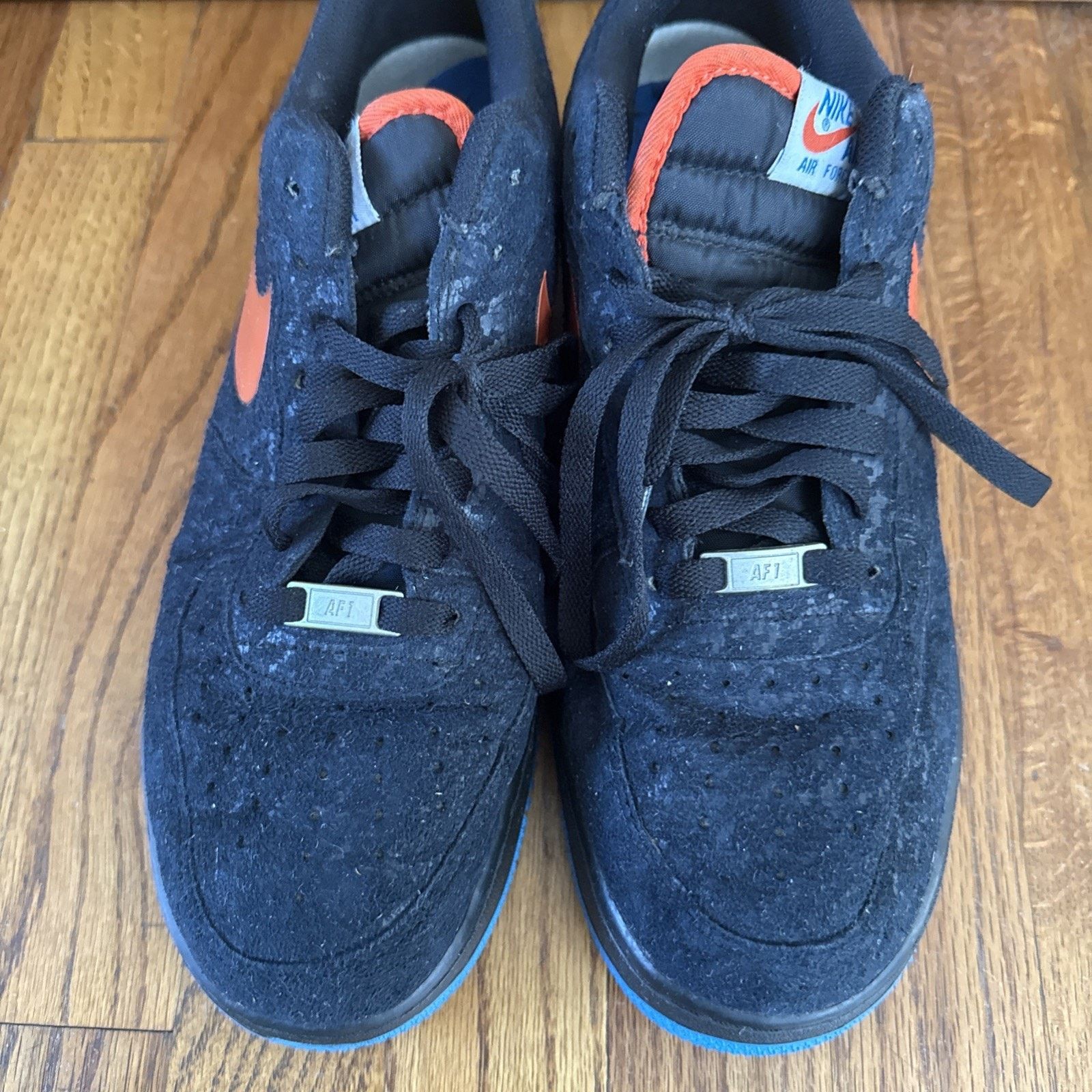 Nike Air Force 1 Black Team Orange Photo Blue Houndstooth Size US 12 / EU 45 - 6 Thumbnail