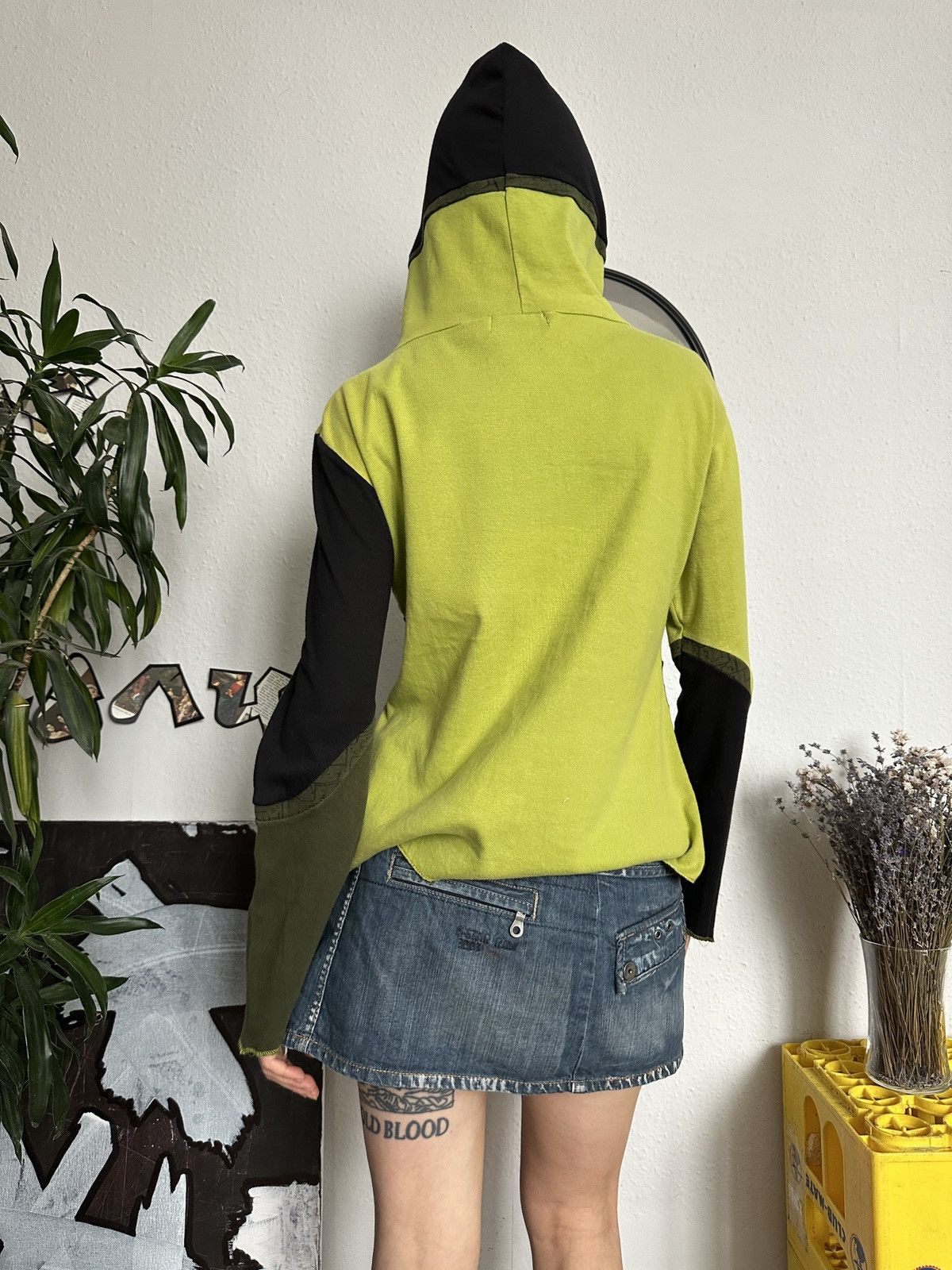 Japanese Brand × Vintage Vintage Y2K Patchwork Fairy Hoodie Streetwear Size ONE SIZE - 3 Thumbnail