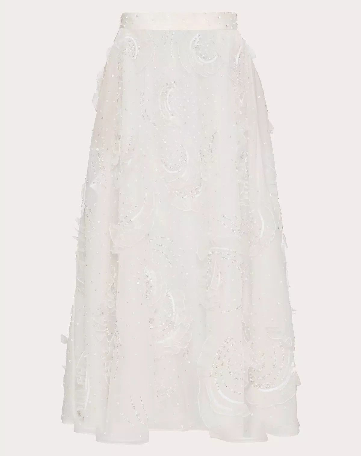 Valentino o1s1wg110426 Midi Skirt in Embroidered Organza in White Size 32" / US 10 / IT 46 - 3 Thumbnail
