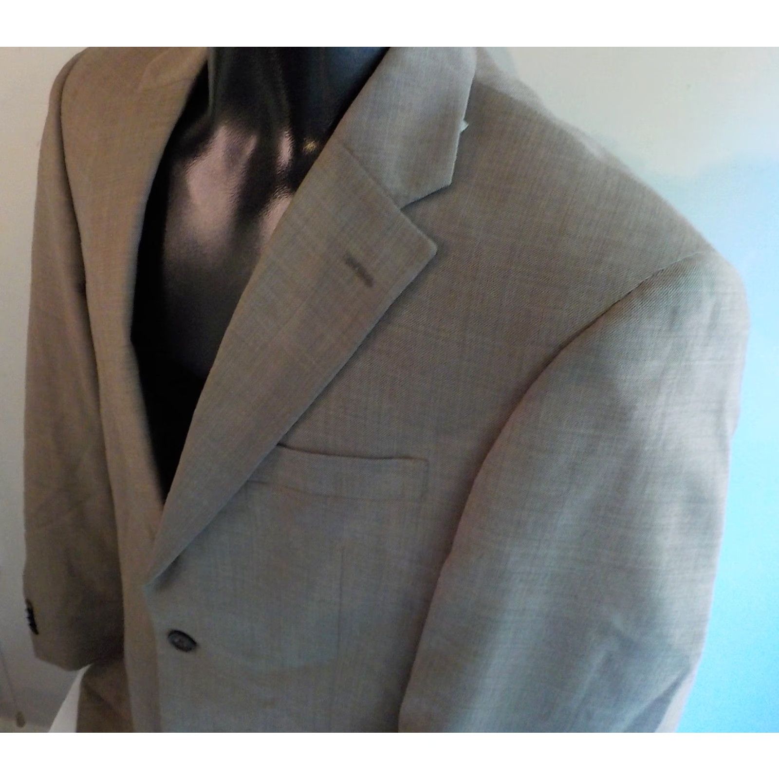 Tommy Hilfiger TOMMY HILFIGER Suit 2 Button Wool Flat Front Pants SZ 38L 33X30 Dark Beige Mens Size 38R - 6 Thumbnail