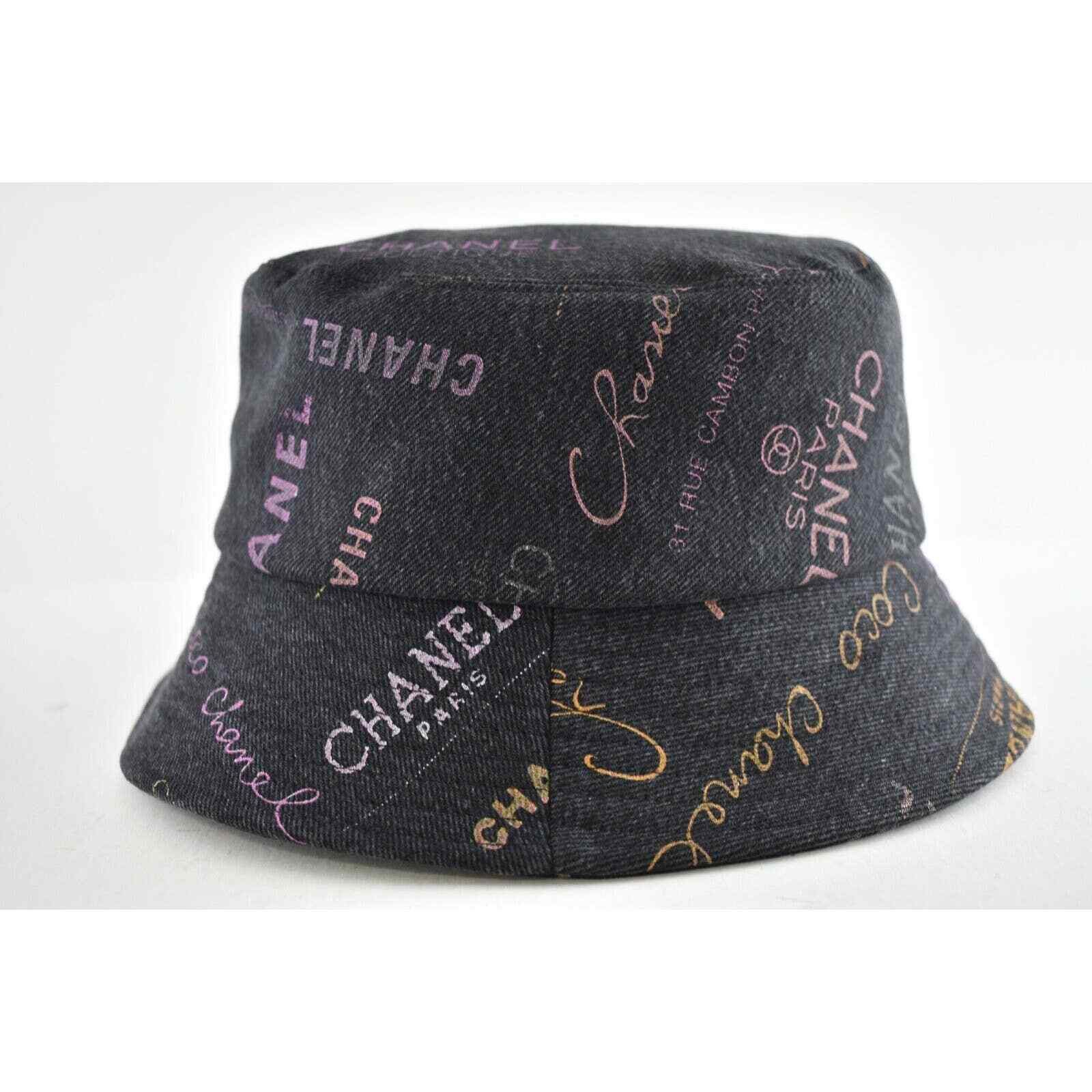 Chanel Chanel Denim Graffiti CC Logo Sun Cloche Bucket Hat Small Size ONE SIZE - 6 Thumbnail