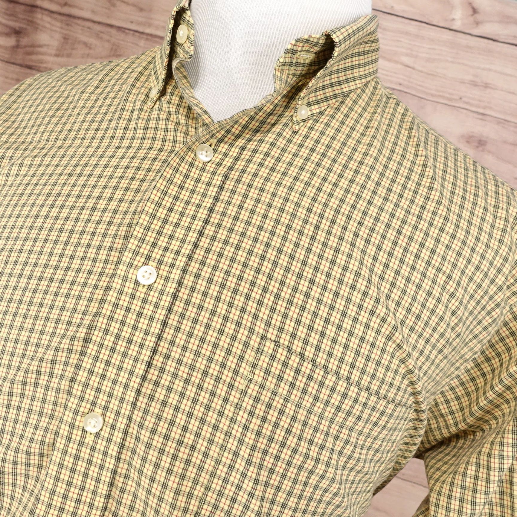 Chaps VINTAGE CHAPS SHIRT Yellow Check Long Sleeve Button-Up Mens SZ 16-16.5 34 L - Cotton, Wrinkle Free, Regular Fit Size US L / EU 52-54 / 3 - 2 Thumbnail