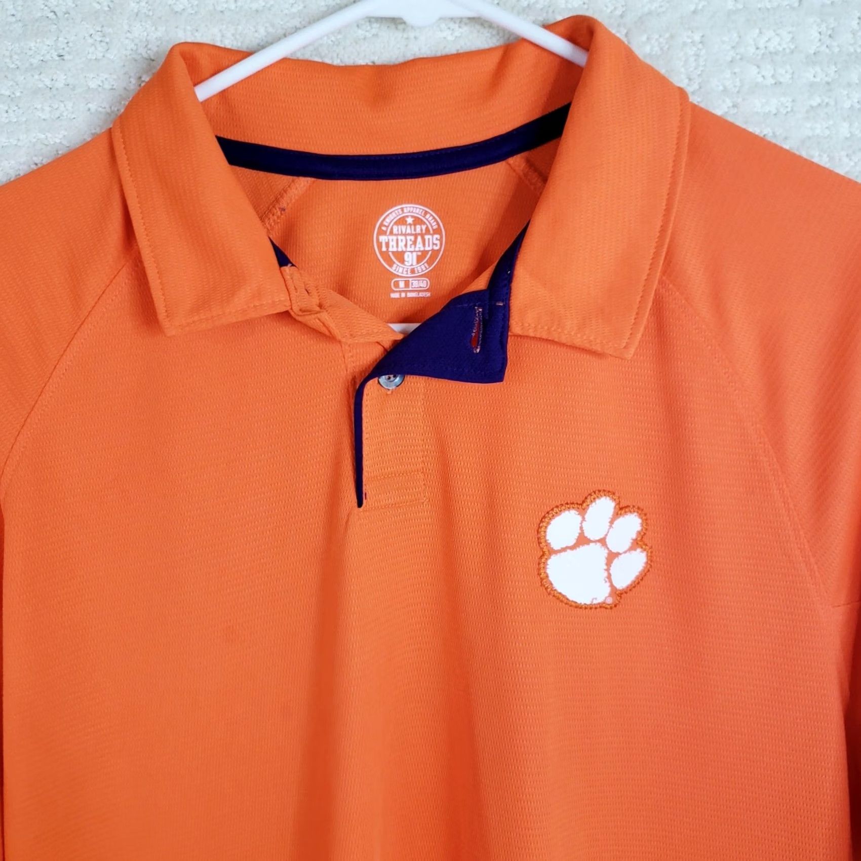 Vintage Rivalry Threads Mens M Orange Clemson Tigers Men Polo Embroidered Tiger Paw Size US M / EU 48-50 / 2 - 3 Thumbnail
