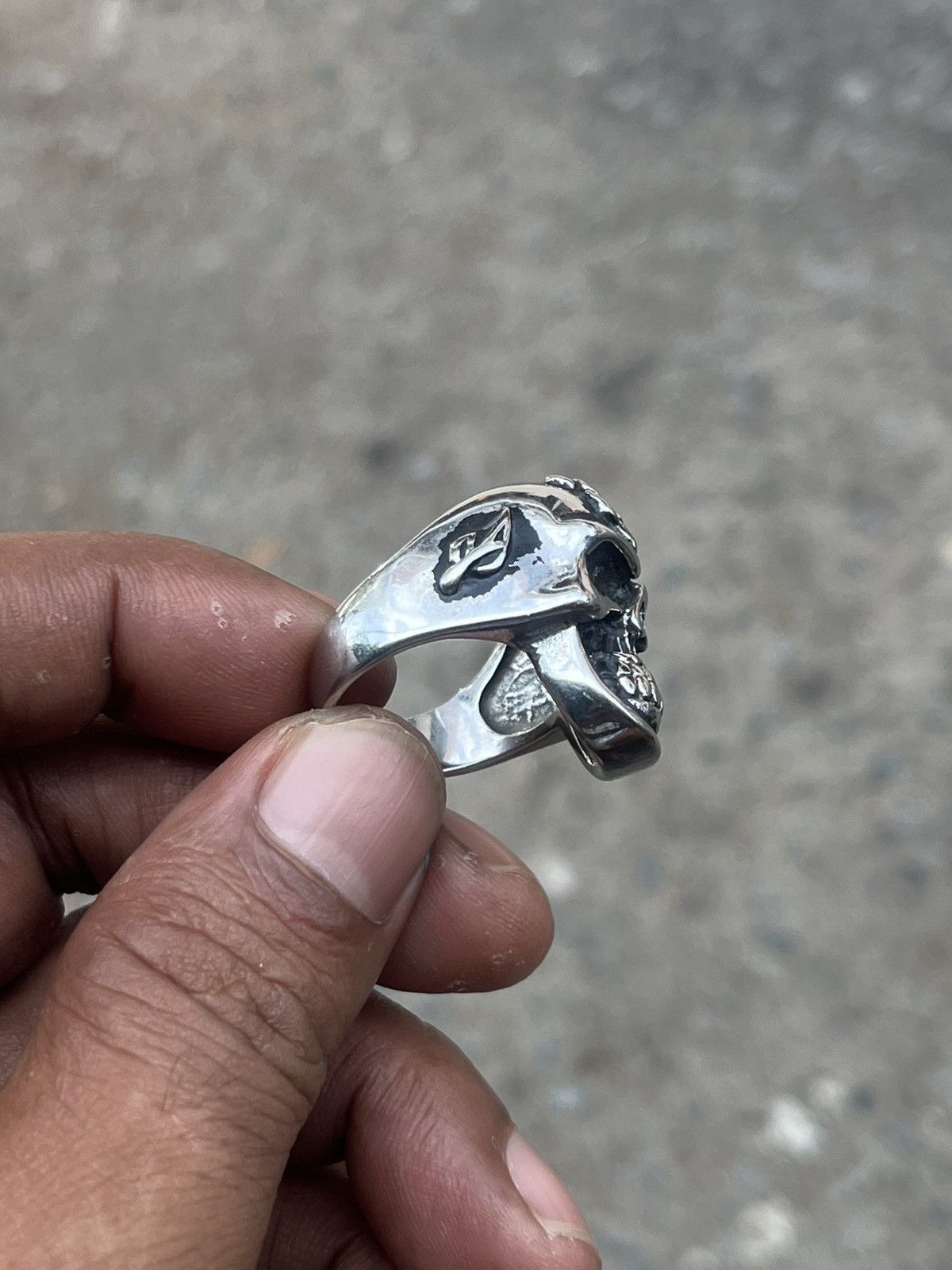 If Six Was Nine Hardcore Punk Skull Rose Ring Chrome Style Size ONE SIZE - 3 Thumbnail