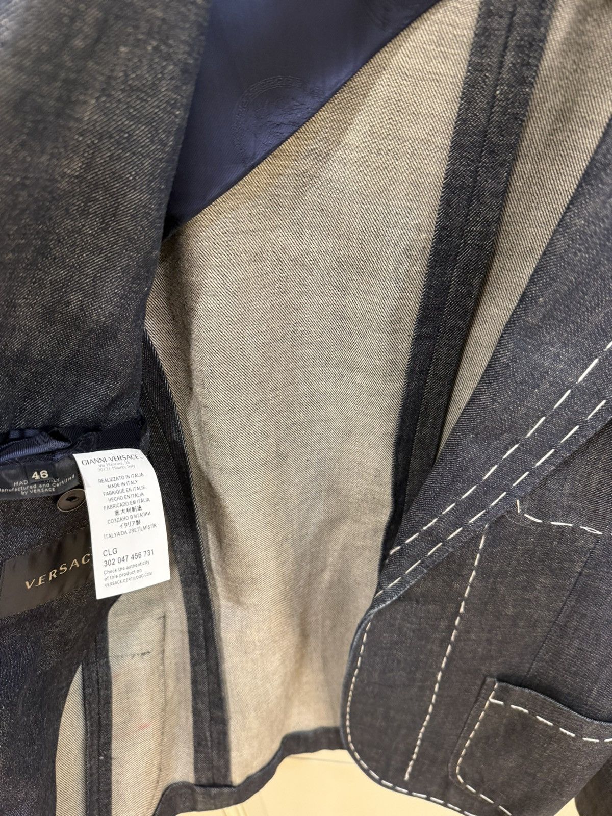 Versace stiching details denim blazer size46 Size 46R - 10 Thumbnail