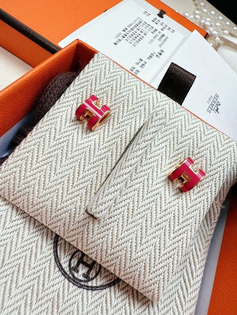 Hermes Hermes Mini Pop Earrings in Raspberry Pink-2506 Size ONE SIZE - 6 Thumbnail