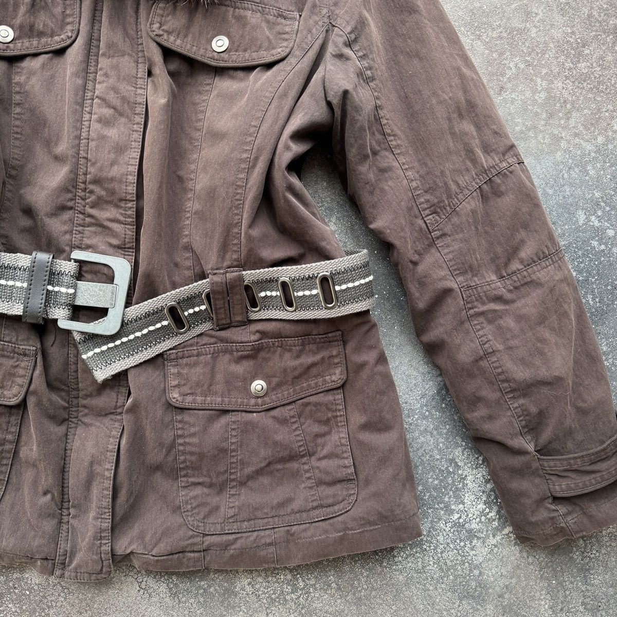 Orsay Y2K Vintage Military Utility Style Belted Jacket