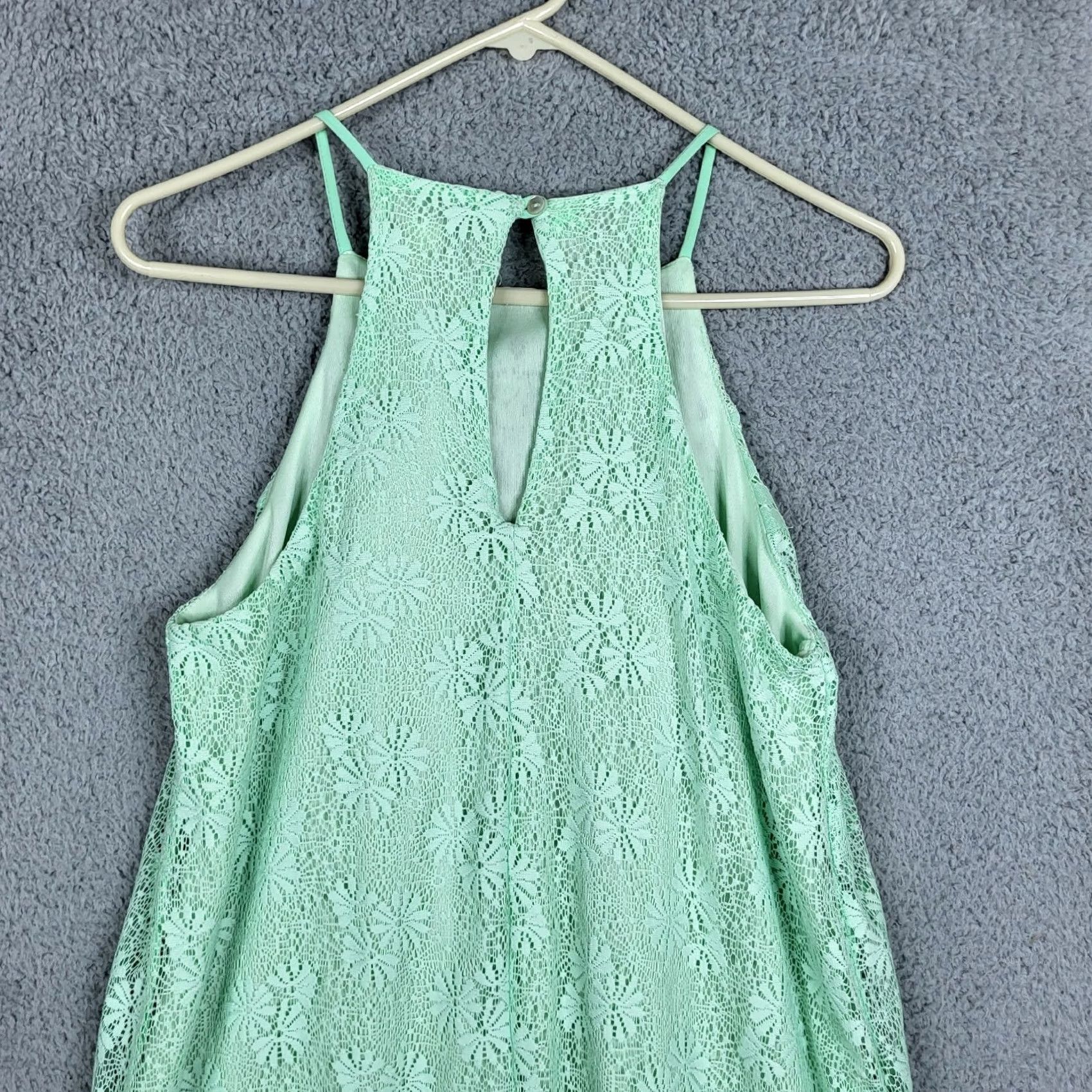 Vintage Francesca’s Women’s dress M Green Lace lined Sleeveless A-Line Cup Cocktail/Party Casual Above the knee Ladies Mens Women’s (adapt) Size M / US 6-8 / IT 42-44 - 4 Thumbnail