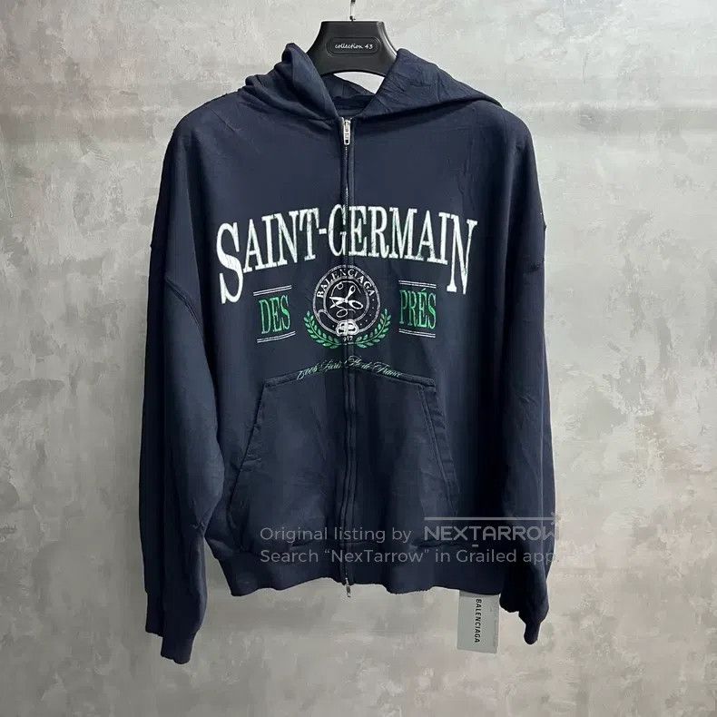 Balenciaga Balenciaga Dark Blue Letter Pattern Printed Zipper Hooded Size US S / EU 44-46 / 1 - 1 Thumbnail
