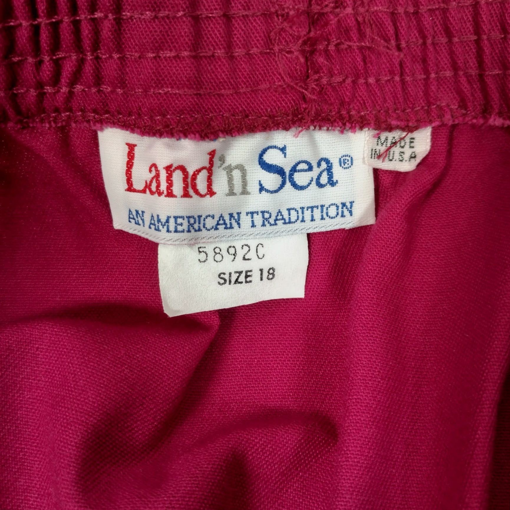Vintage VINTAGE Land' n Sea Skirt 18 Maroon A-Line Midi Elastic Pull On Pockets Womens Cotton Polyester Twill Classic Modest Office Wear 50" Hips 30" Waist Size 40" / US 18 - 3 Thumbnail