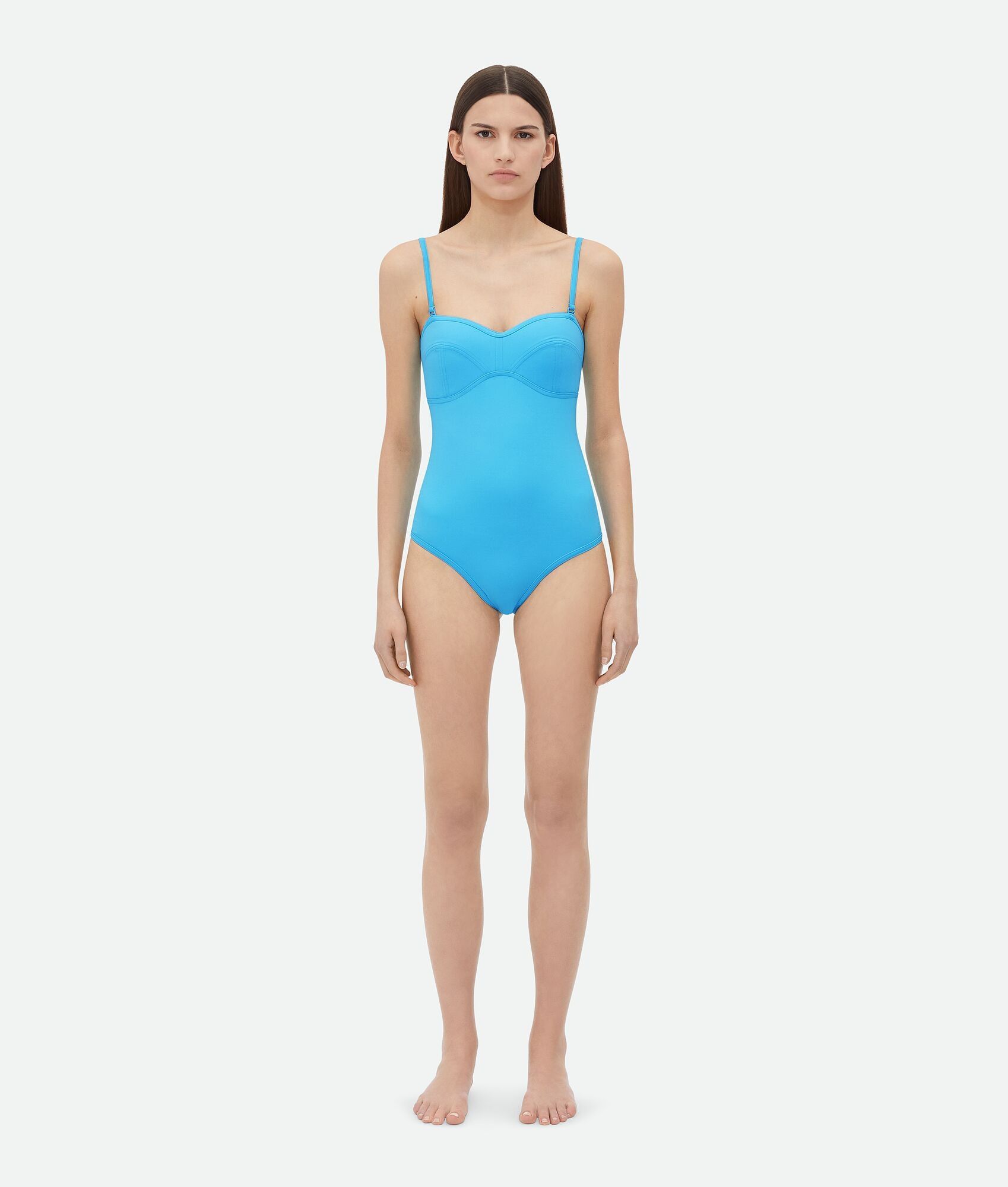 Bottega Veneta o1bcso1str0725 Stretch Nylon Bustier Swimsuit in Hydrangea Size S / US 4 / IT 40 - 1 Thumbnail