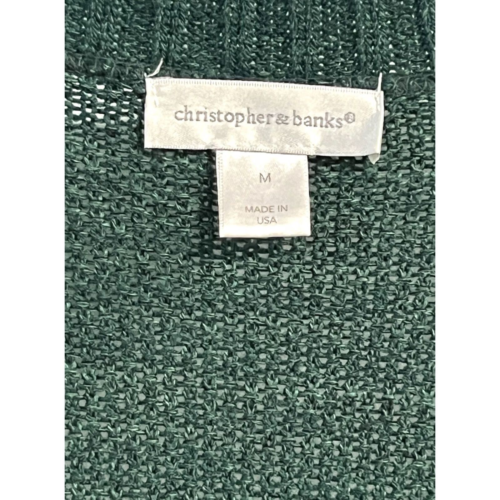Vintage Christopher & Banks Open Knit Cardigan Women's M Green Sweater Cardigan Knit Open-Knit V-Neck Casual Womens Size M / US 6-8 / IT 42-44 - 3 Thumbnail
