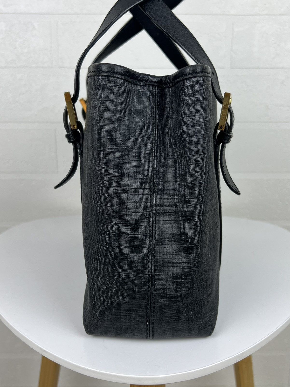 Fendi FENDI ZUCCHINO Hand Bag FF Monogram Canvas Black Women’s Size ONE SIZE - 5 Thumbnail