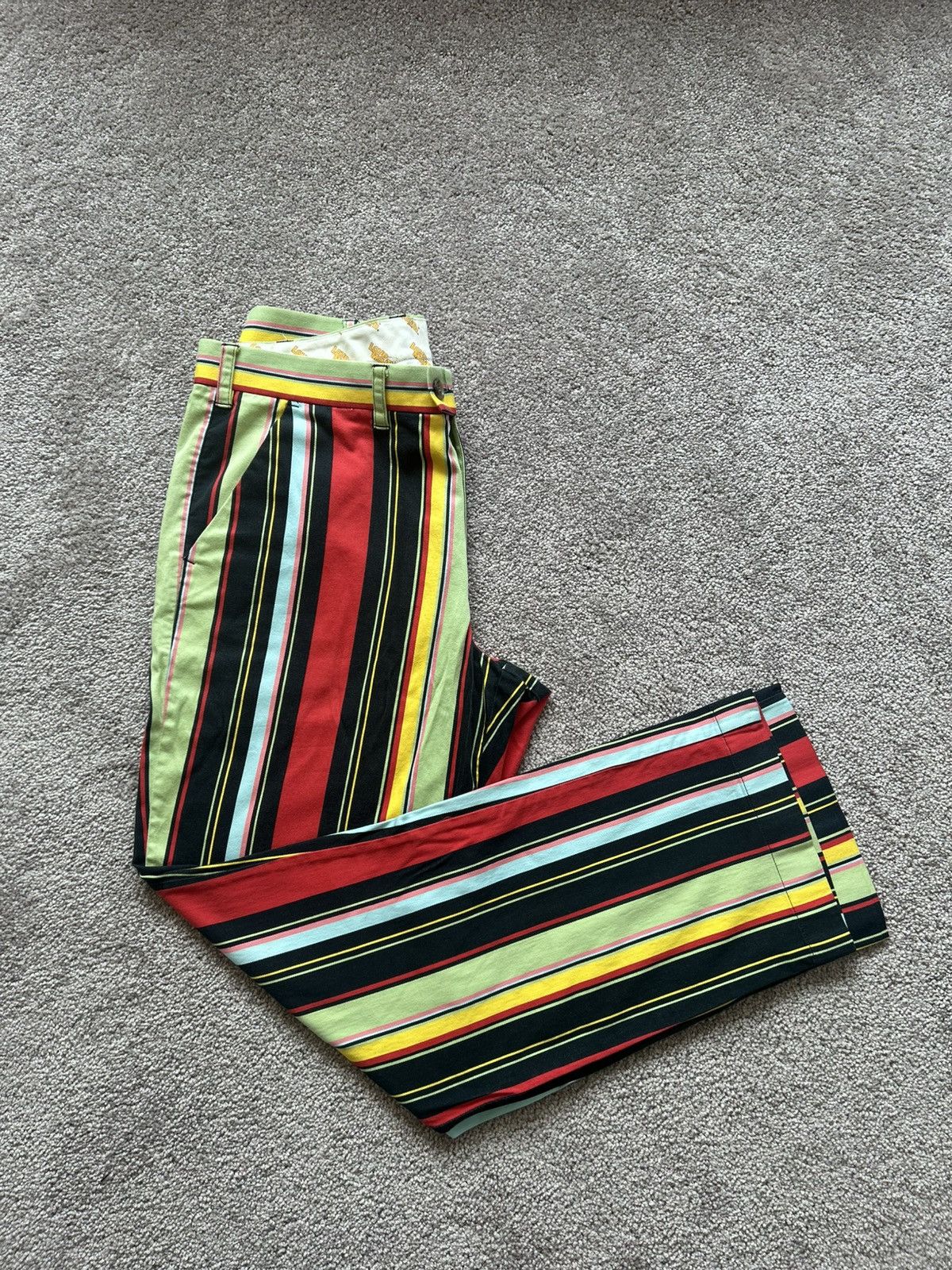 Vintage vintage Loud Mouth Multi Colour Striped Gold Pants Size US 34 / EU 50 - 1 Thumbnail