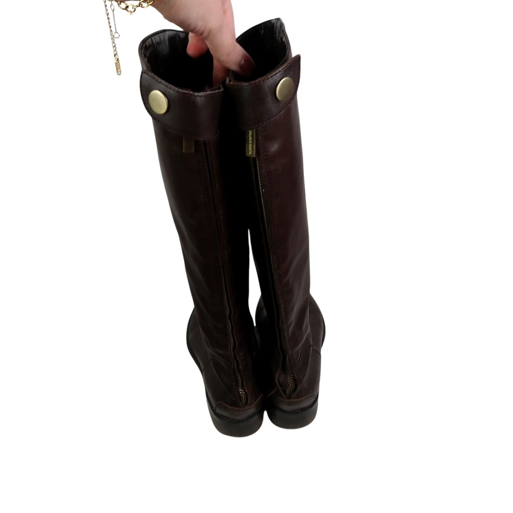 Franco Sarto Franco Sarto Rider Boots Knee High Leather Brown 8 Women Riding Boot Zip 1" heel 17" height 15" calf Southwestern Casual Fall Winter Spring Size US 8 / IT 38 - 5 Thumbnail