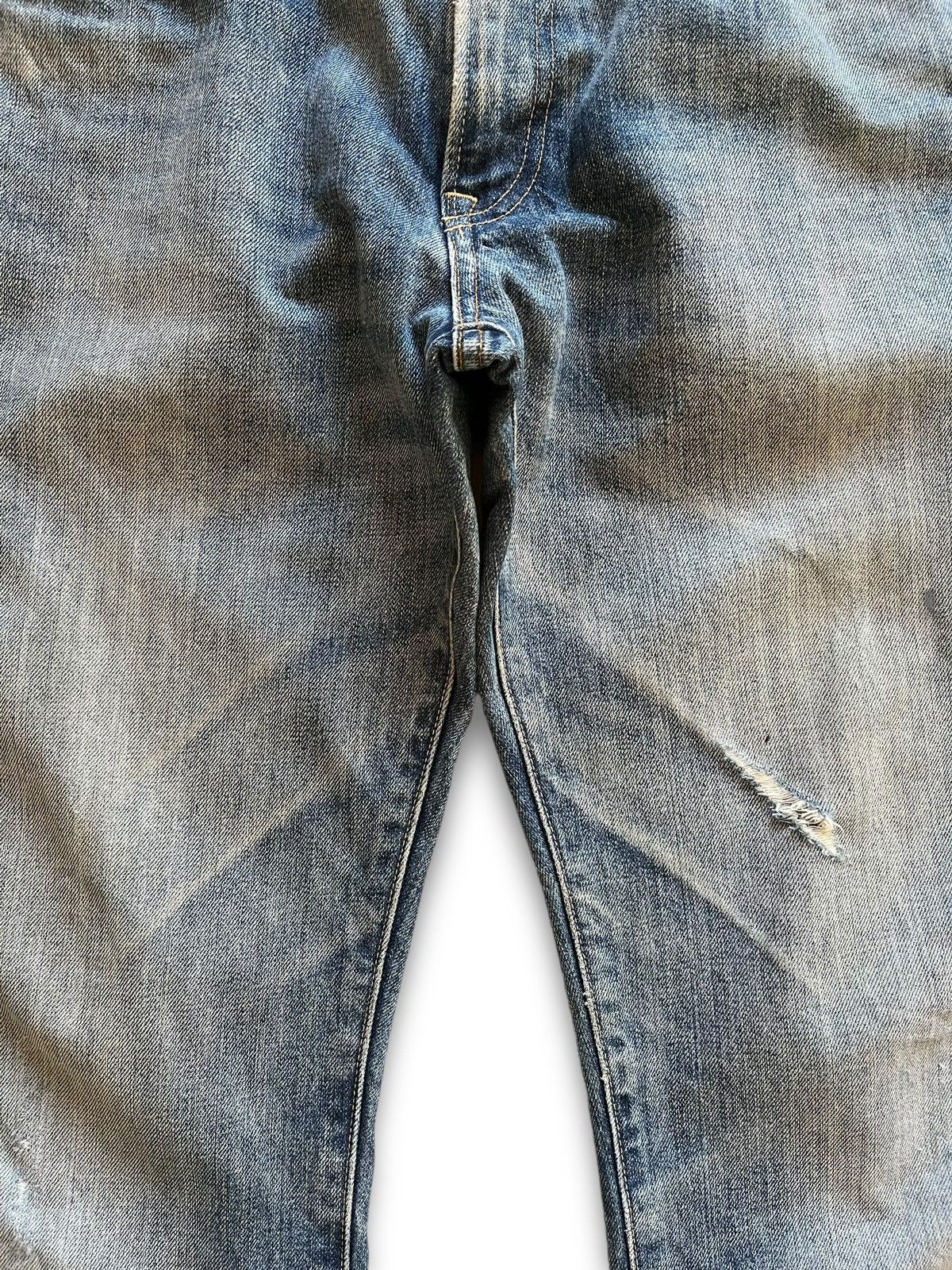 Japanese Brand Vintage Uniqlo Blue Wash Distressed Baggy Jeans 35x31 Size US 35 - 5 Thumbnail