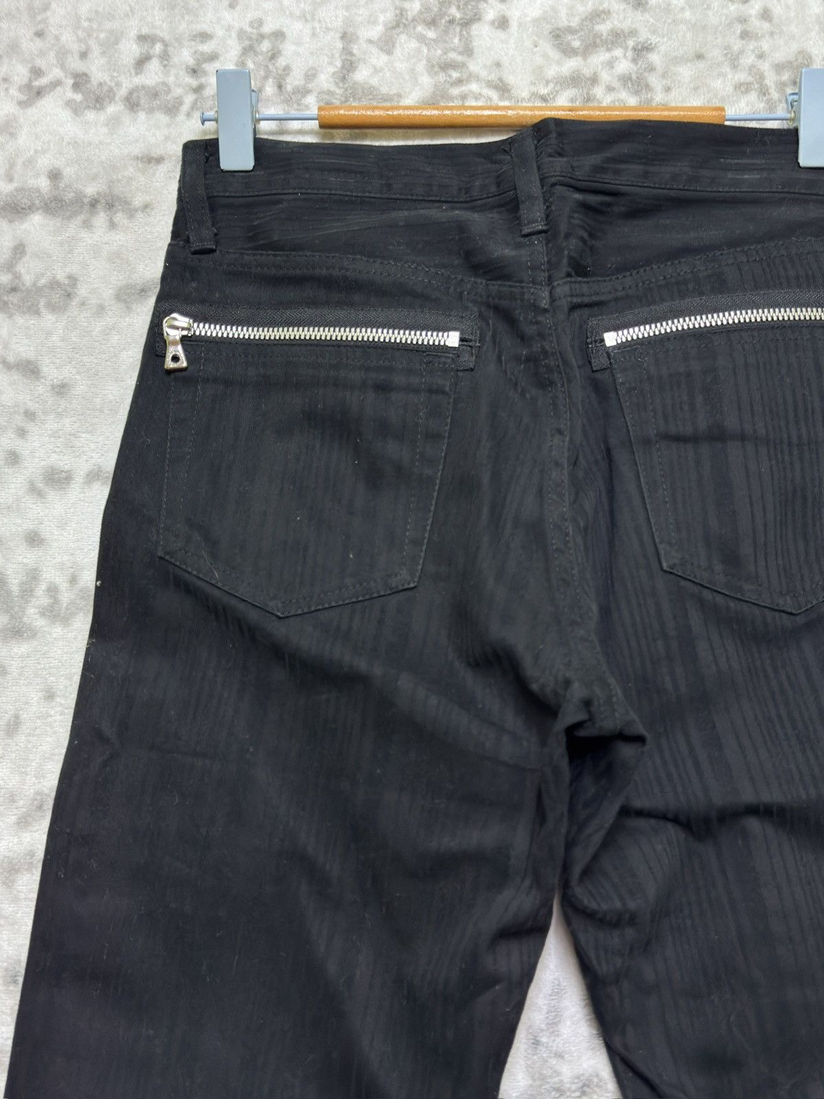 Japanese Brand Flare Semantic Design Pinstripes Zipper Pocket Denim Pant Size US 27 - 10 Thumbnail